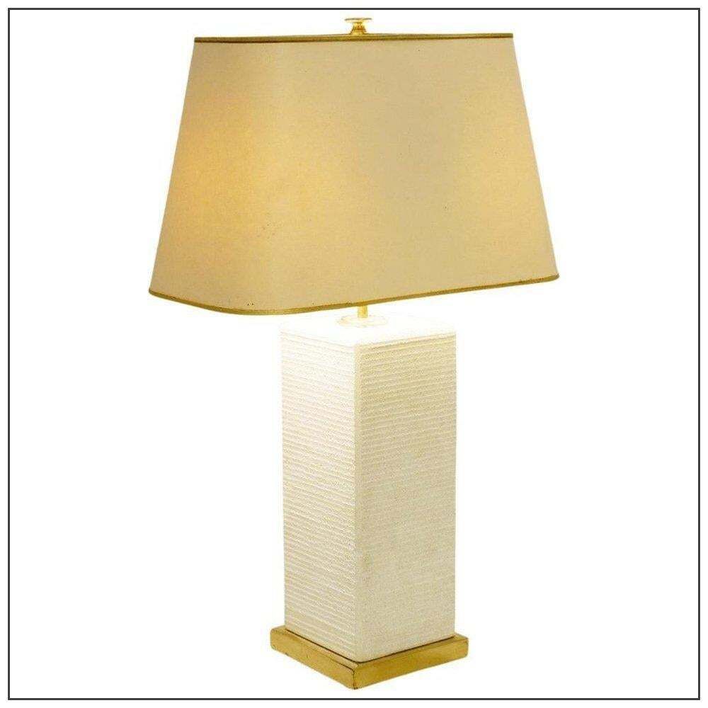 1970s Hollywood Regency Brass & Stone Table Lamp From France photo furniture
