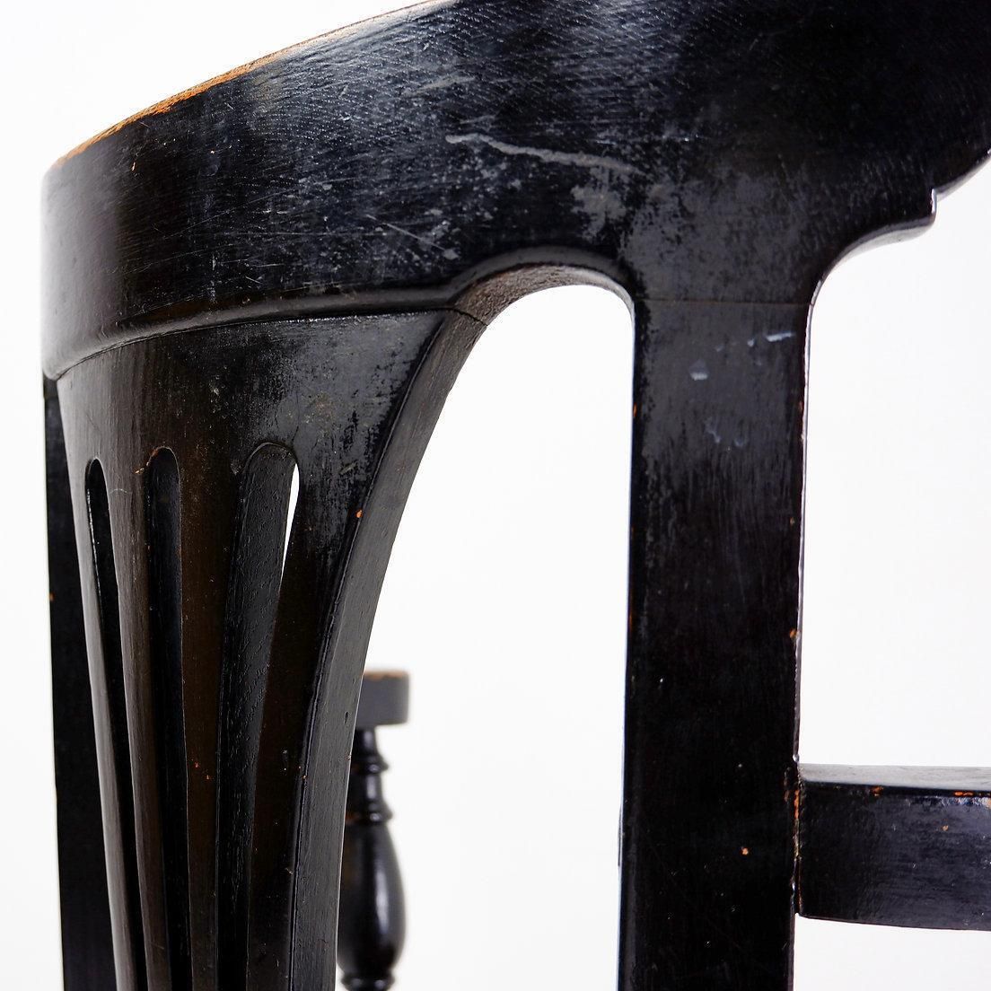 19th Century Black Stained Oak Liner Ship's Swivel Chair photo vinterior