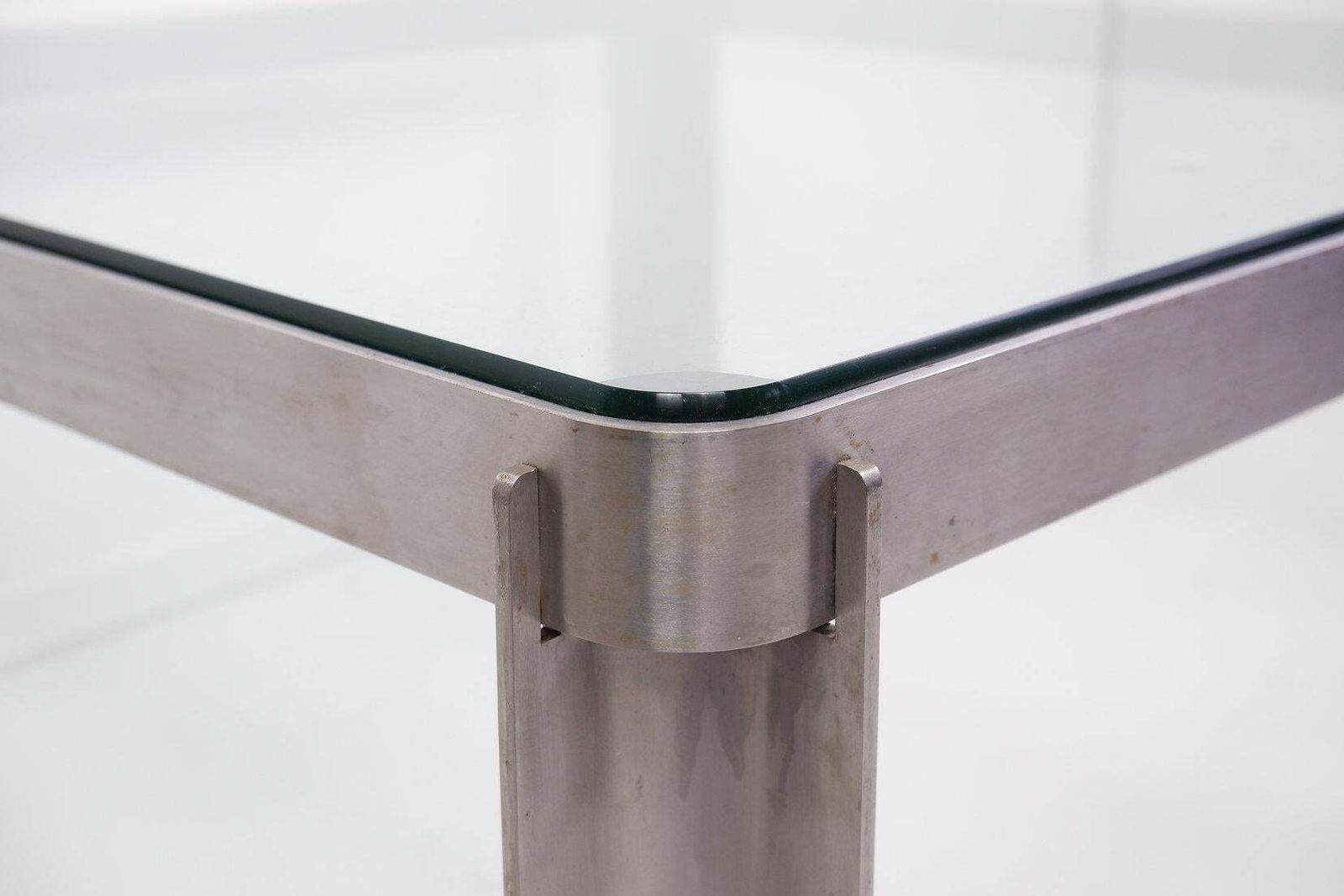 Steel And Thick Crystal Coffee Table T113 By Osvaldo Borsani For Tecno 1970s photo vinterior