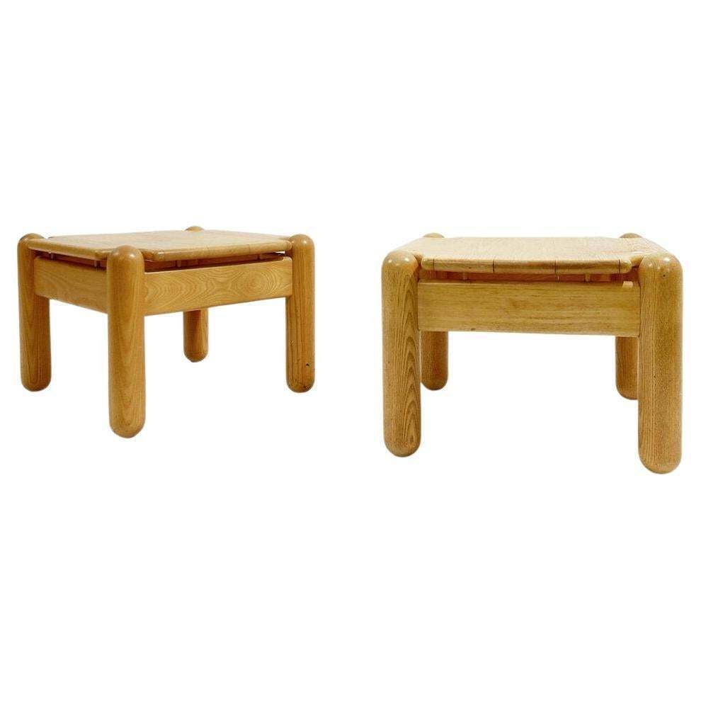 Pair Of Mid Century Square Pine Coffee Tables In The Style Of Ilmari Tapiovaara