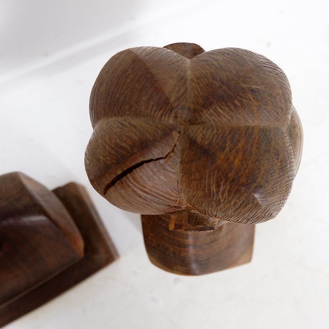 Pair Of Hand Carved Wooden Woman/Man Bust Statues   20th photo vinterior