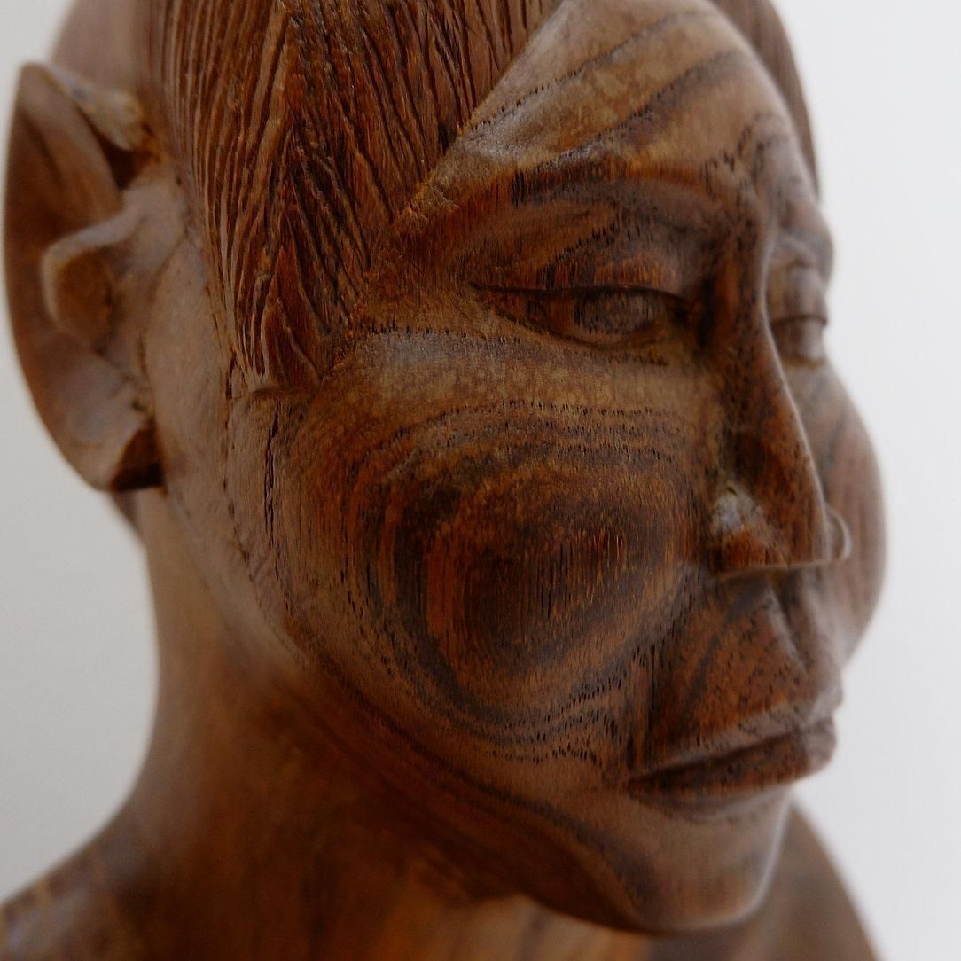 510.0 Pair Of Hand Carved Wooden Woman/Man Bust Statues   20th photo