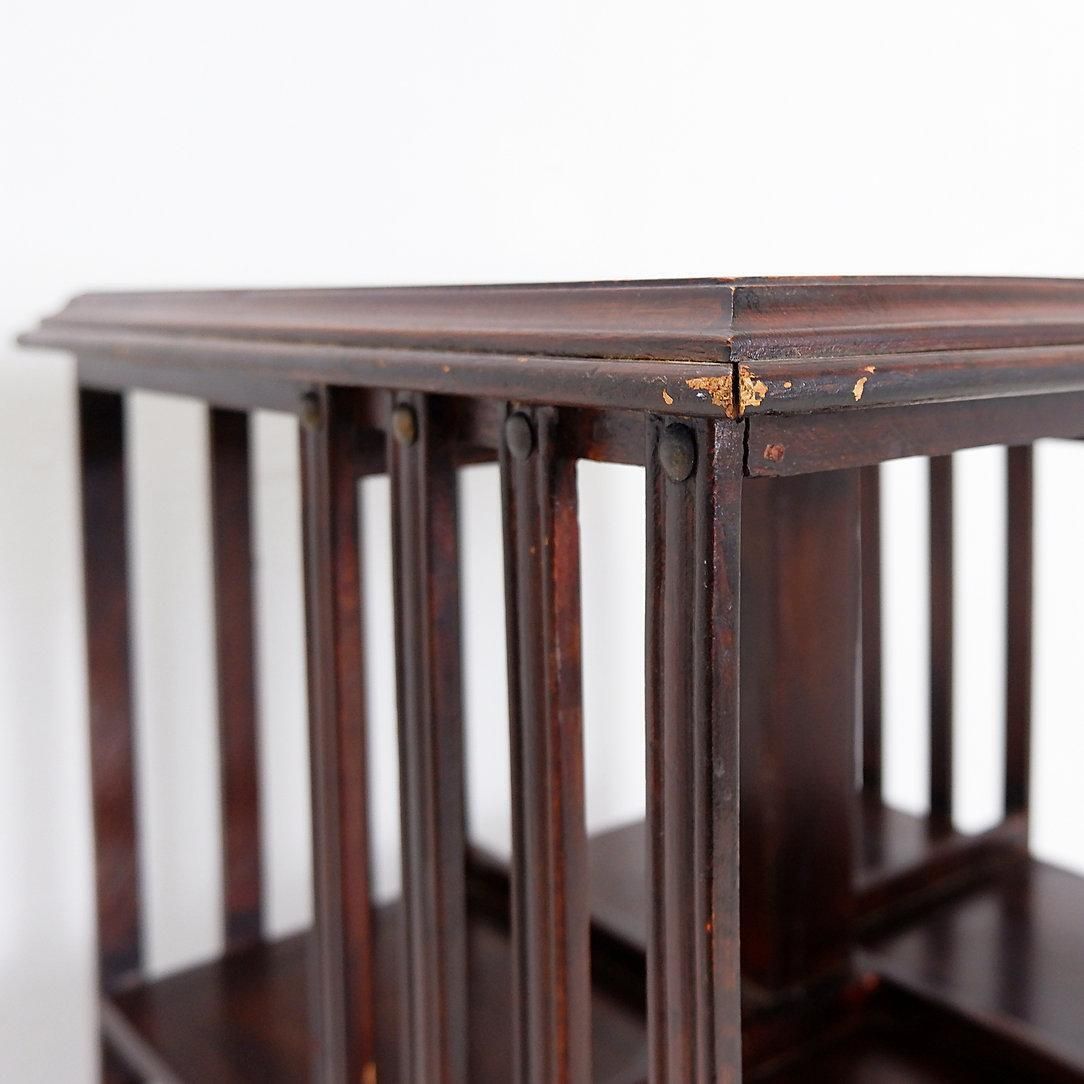 Vintage Sheraton Revival Hardwood & Revolving Bookcase Side End Table photo for sale