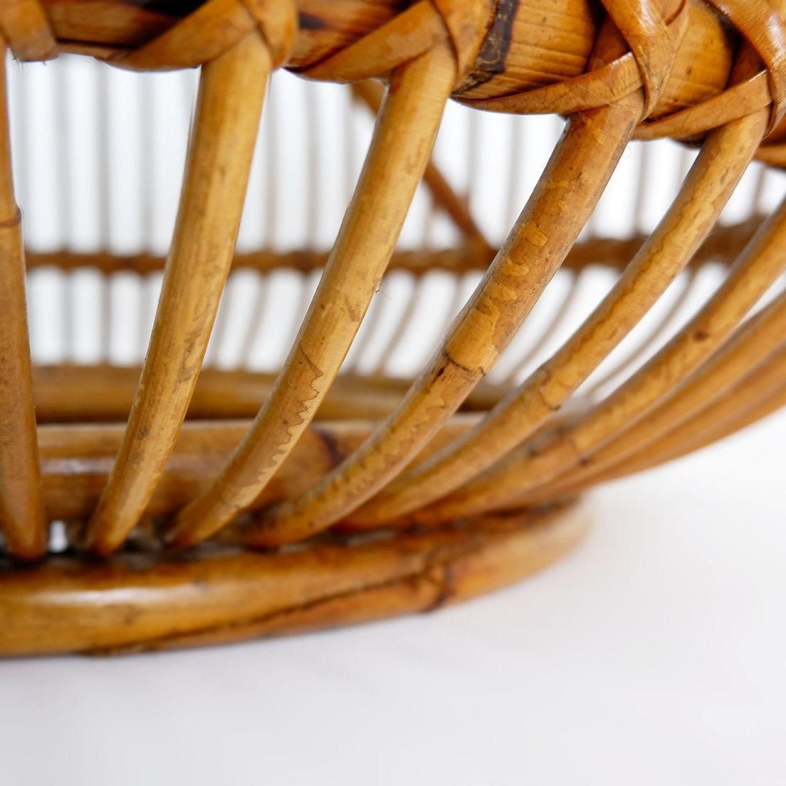 Mid Century Modern Vintage Rattan Pouf In The Style Of Albini 1960s photo 562.0