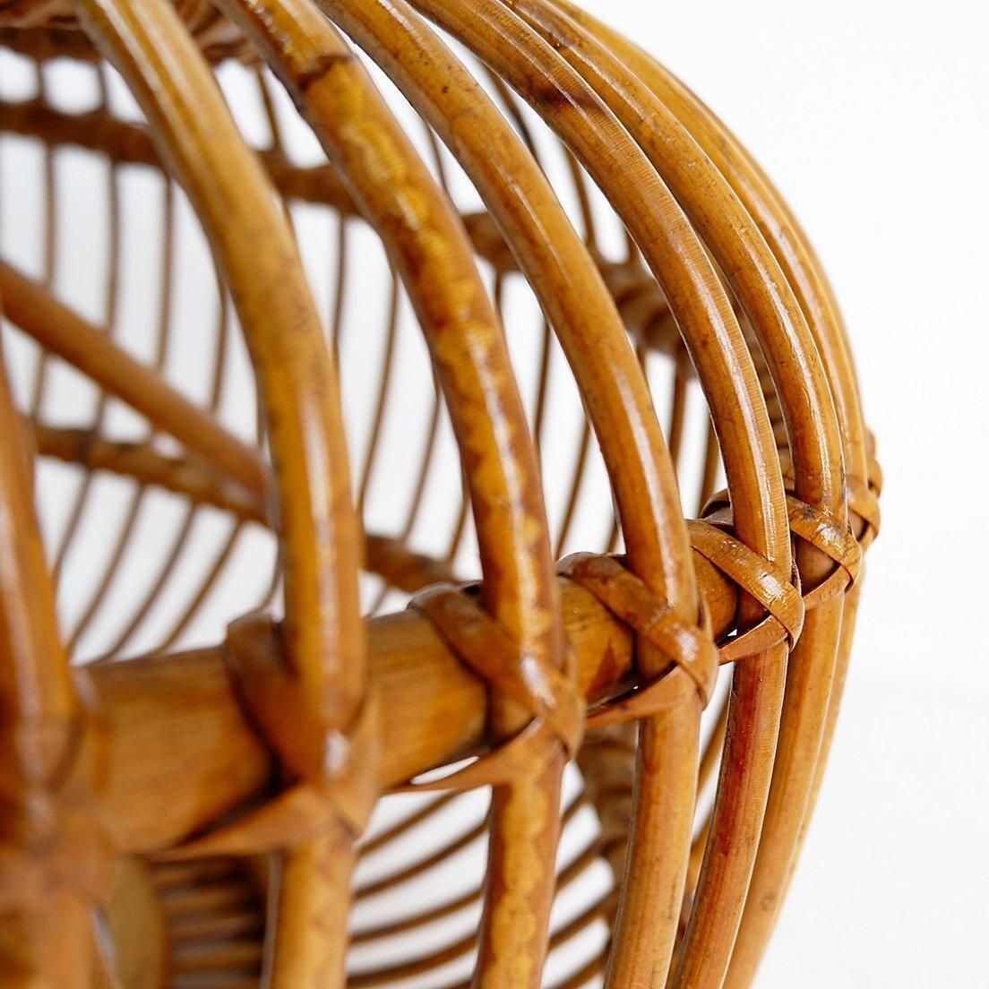 Mid Century Modern Vintage Rattan Pouf In The Style Of Albini 1960s photo vinterior