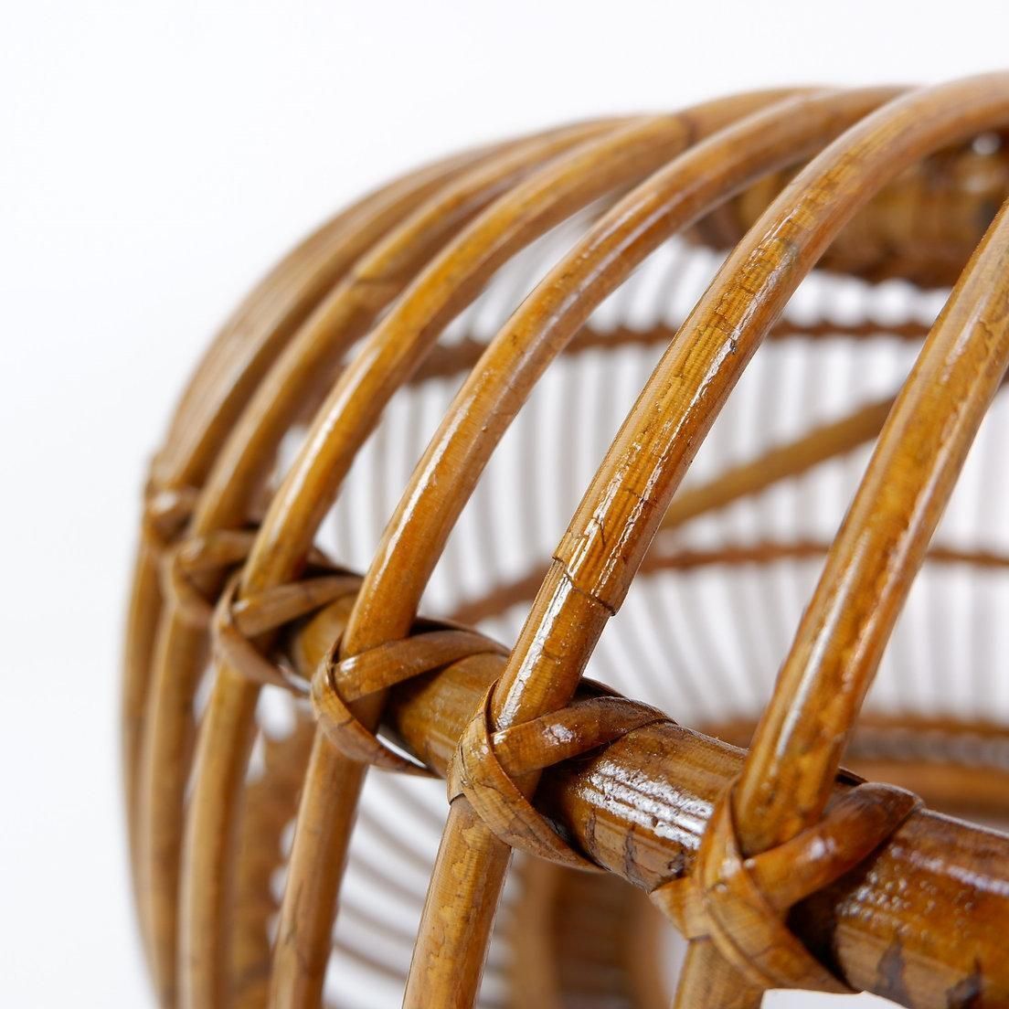 Mid Century Modern Vintage Rattan Pouf In The Style Of Albini 1960s photo buy