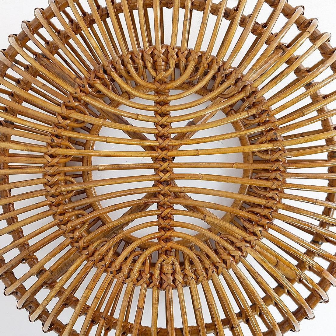 Mid Century Modern Vintage Rattan Pouf In The Style Of Albini 1960s photo vintage
