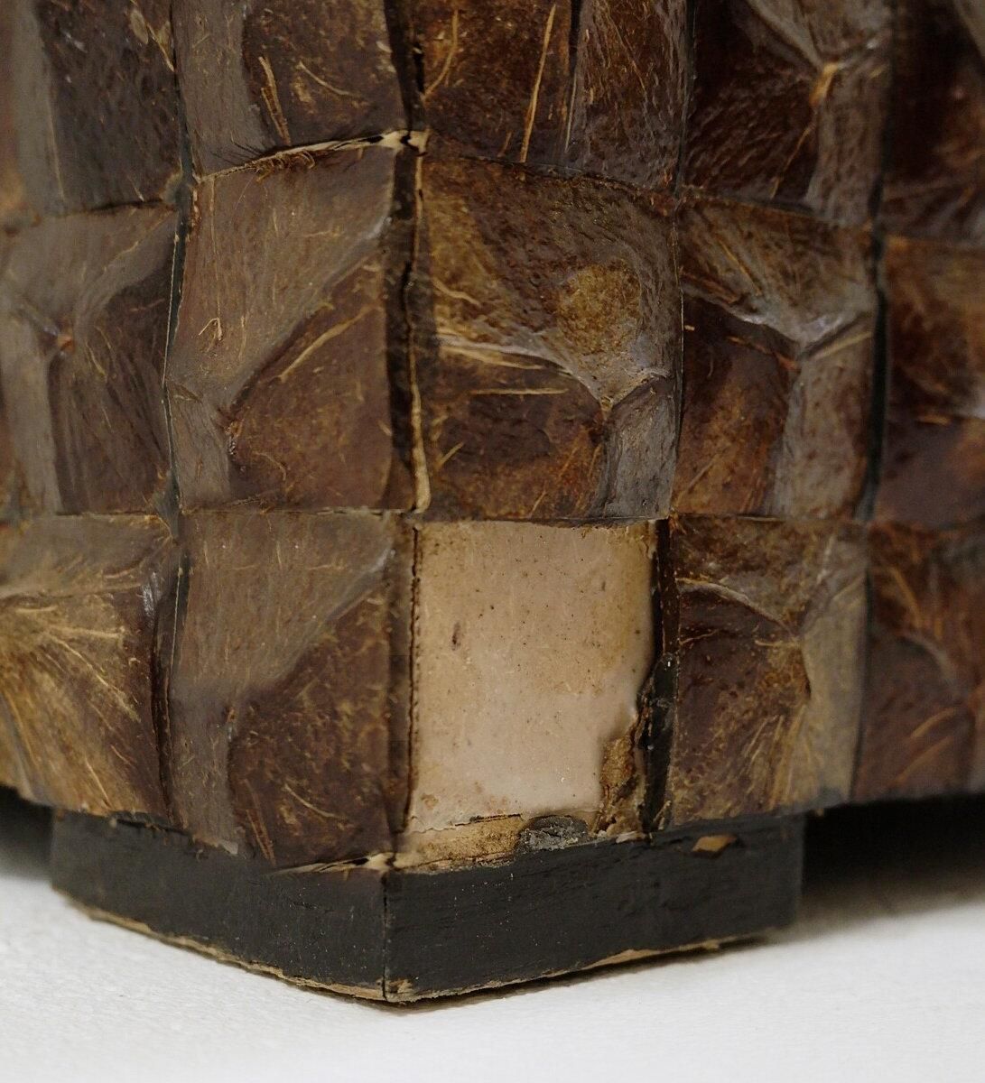 Home Decor Pair Of Coconut Mosaic Shell Plant Holders   20th   H : 153cm photo