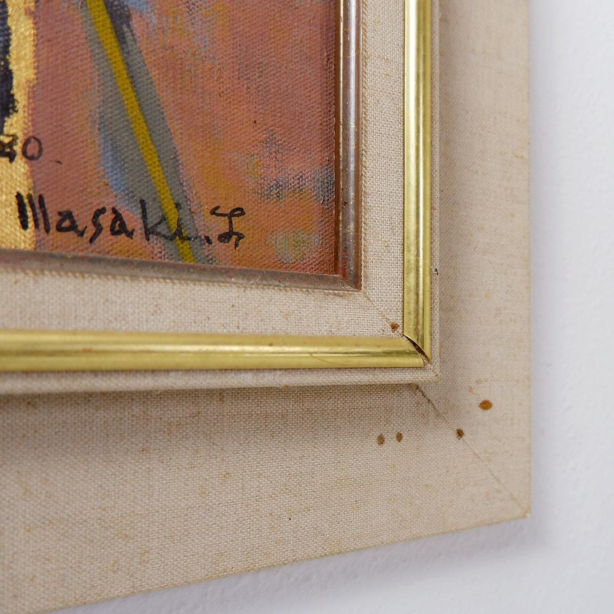 Signed Masaki Oil Painting On Canvas, Vintage, 20th Century, Framed photo buy