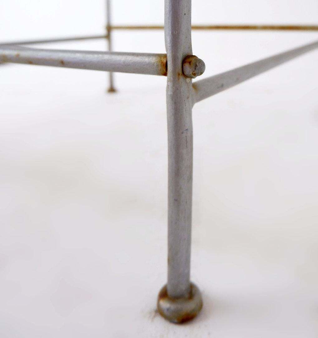 Mid Century Modern Outdoor Side Table With Metal & Stone Top   20th photo vinterior