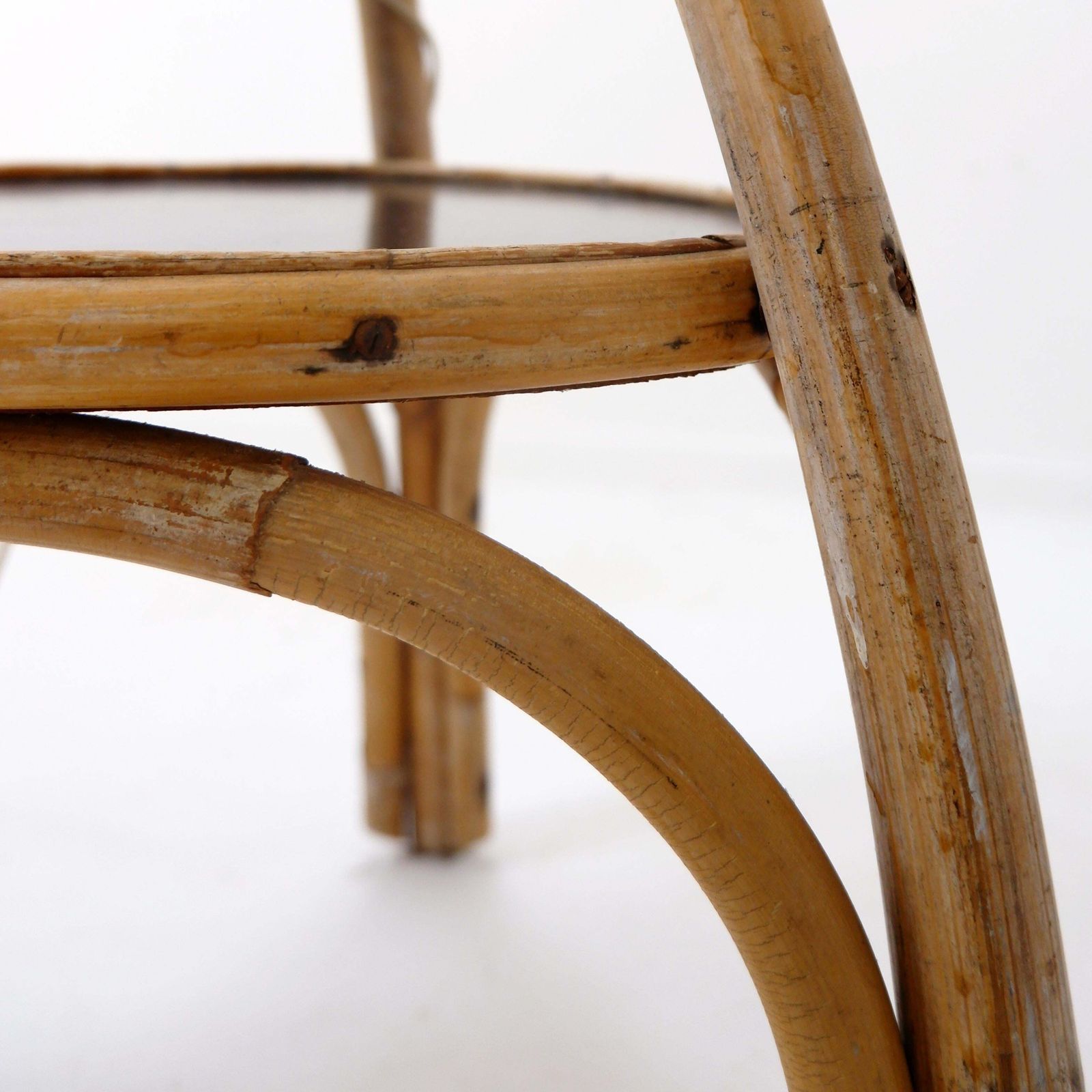 Mid Century Rattan Floor Lamp, Tripod Design, Bohemian Style, 1950s photo vinterior