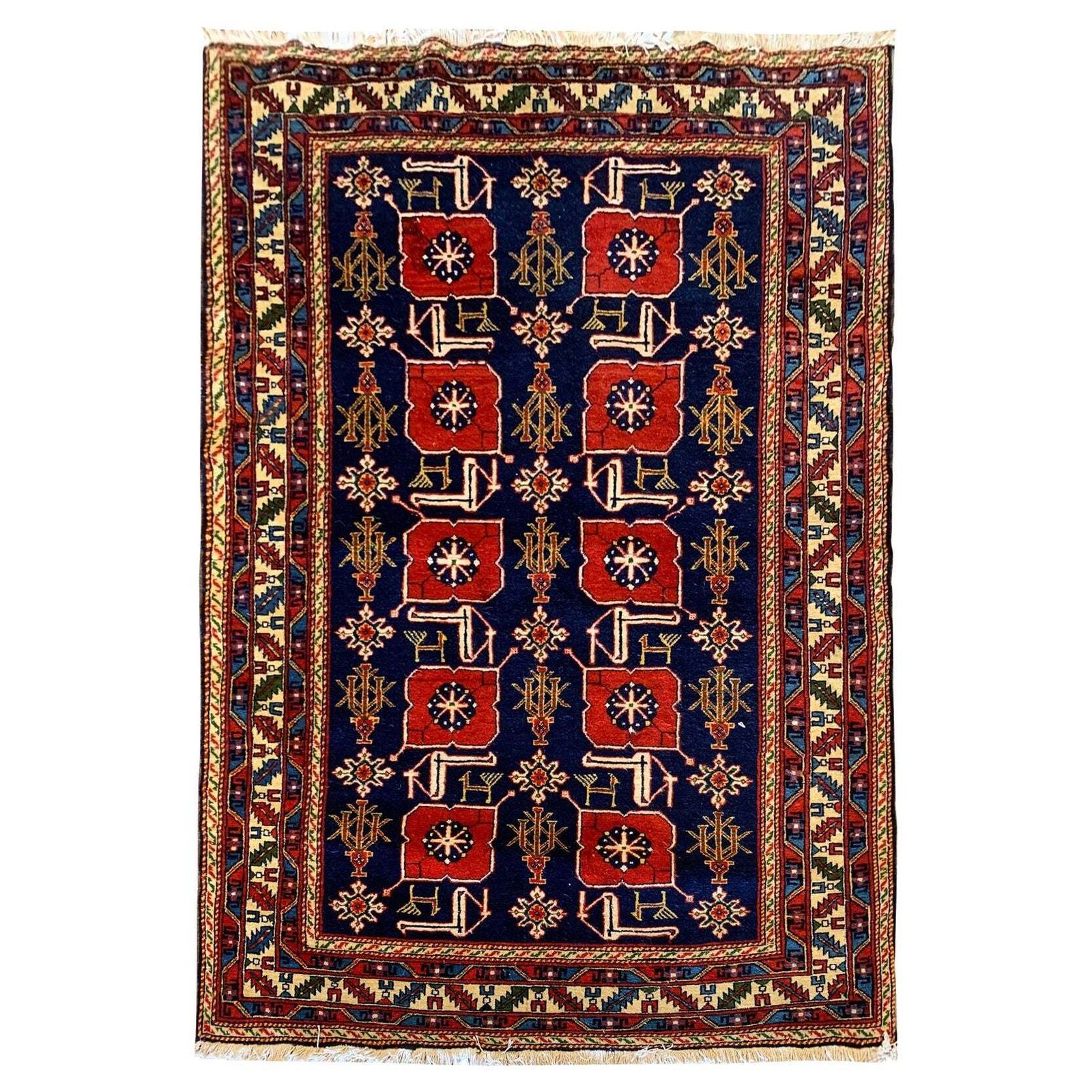 Antiek verzamelbaar tapijt, Kaukasisch "Karakashli" Shirvan-tapijt, jaren 1880
