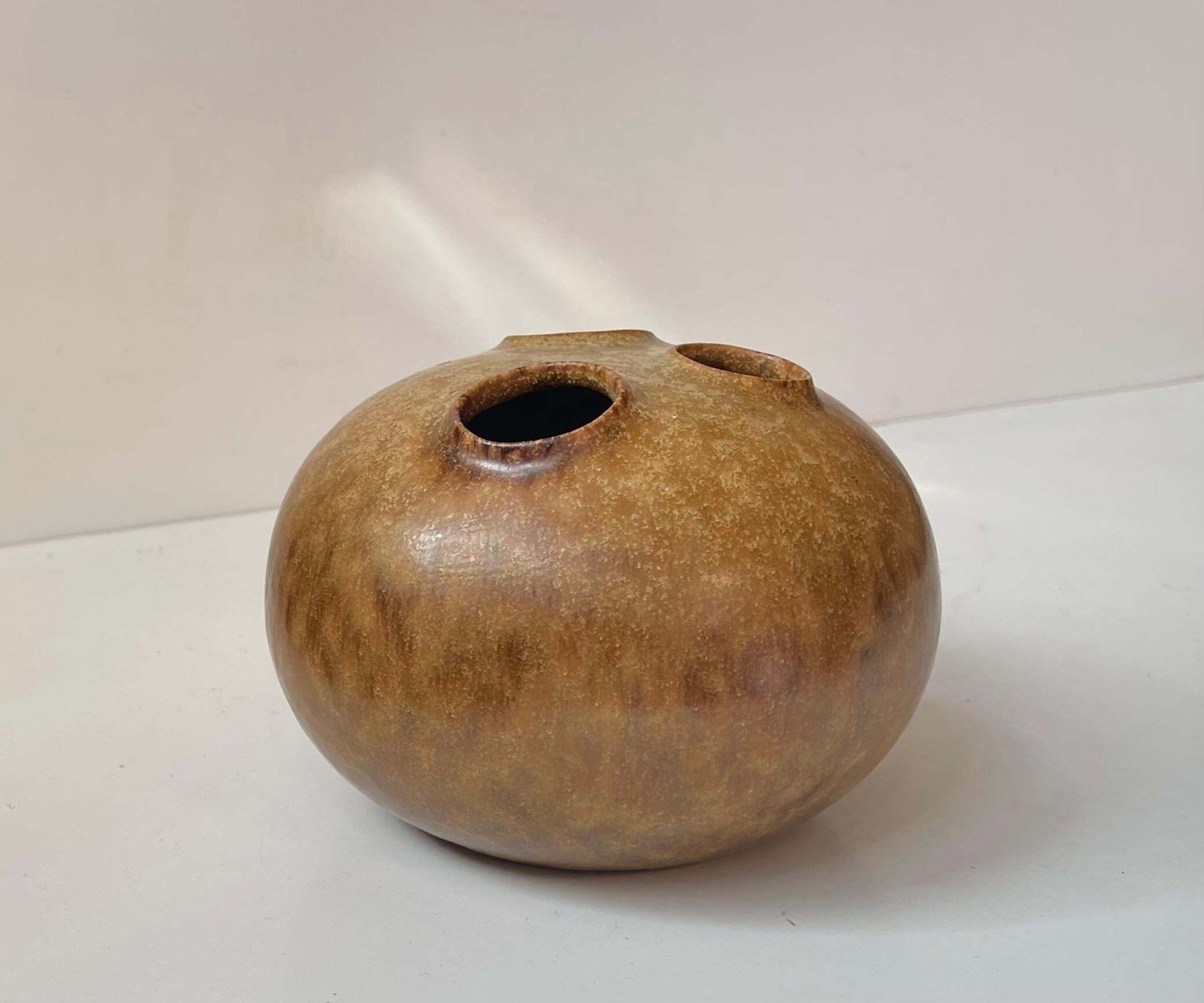 Organic Modern Moonfrog Vase In Brown Glaze By Kirsten Günther   Knabstrup 1960s photo furniture