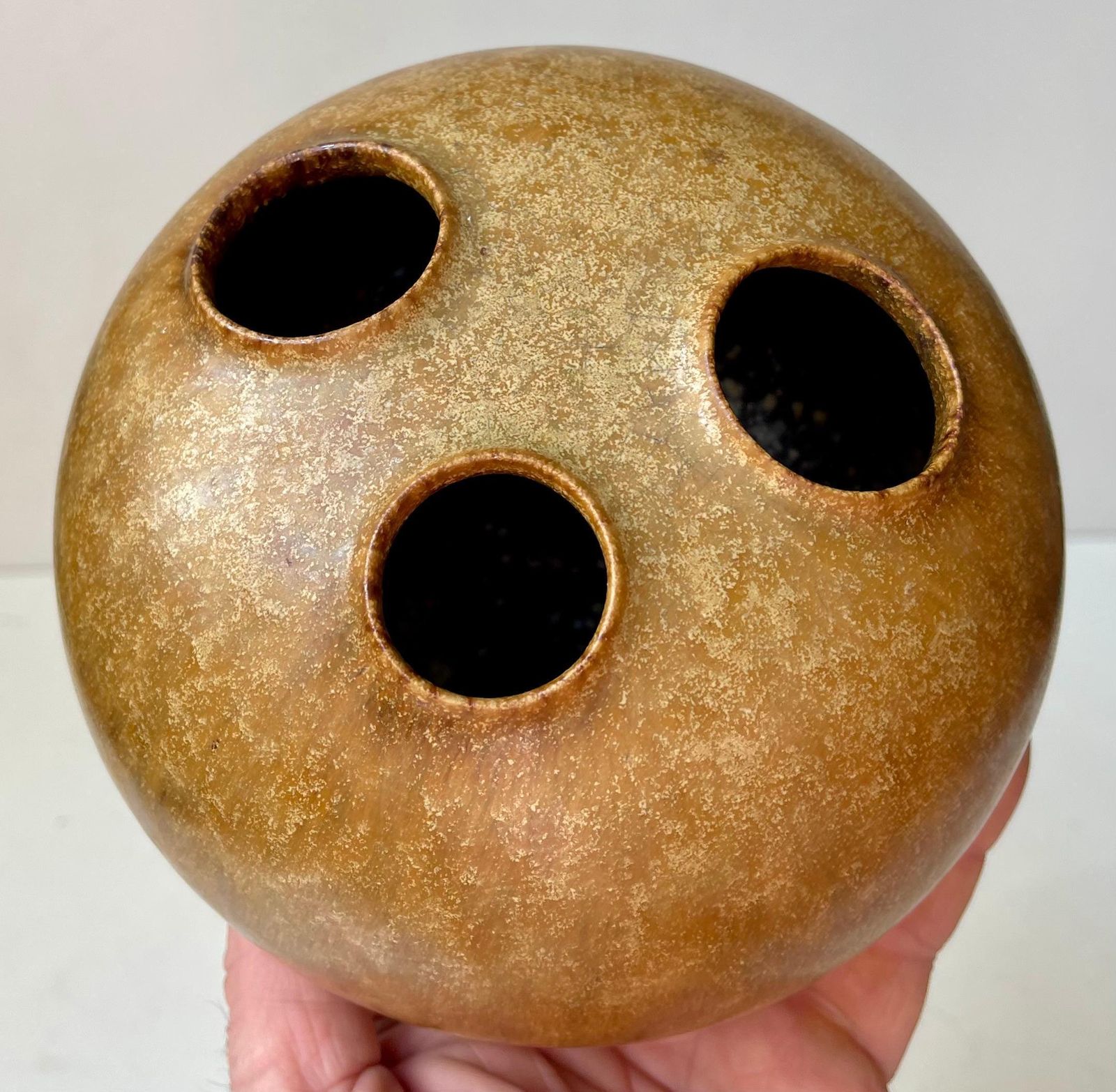 photo furniture Organic Modern Moonfrog Vase In Brown Glaze By Kirsten Günther   Knabstrup 1960s