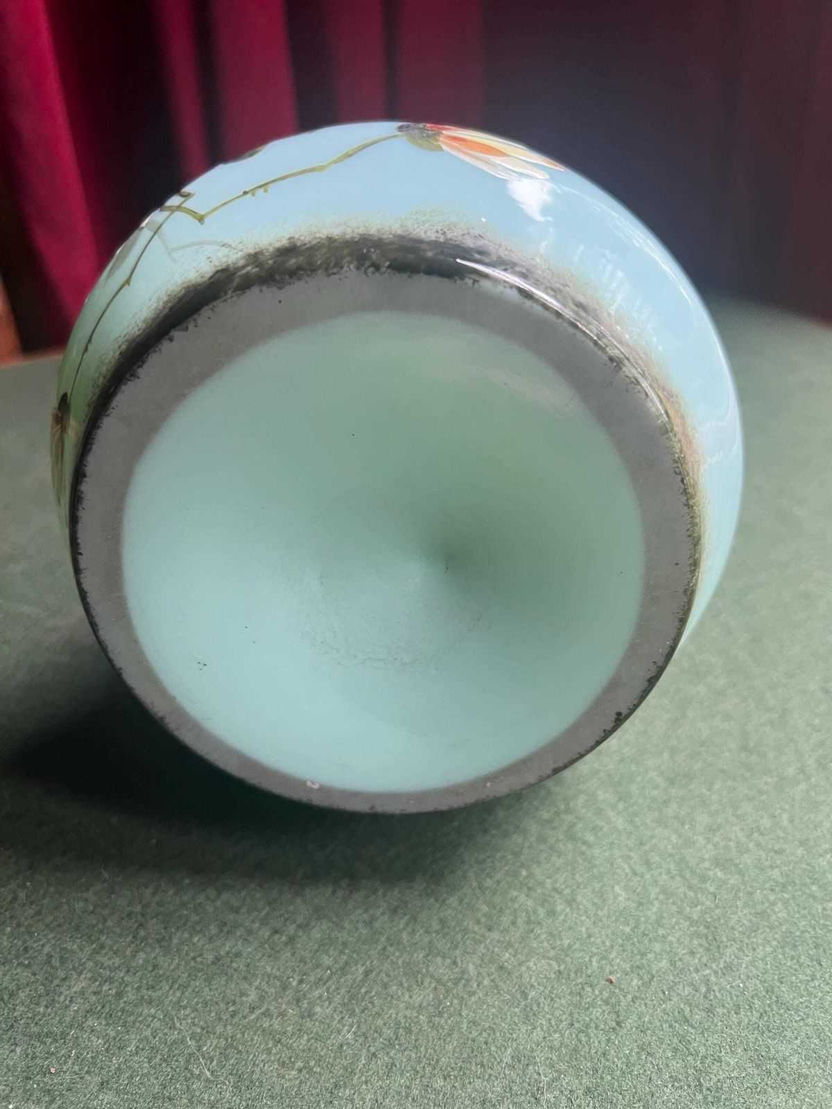 Antique Uranium Glass Hand Painted Enamel Floral Vase. Harrach Bohemian Glass Tall Decorative Vase. photo 129.0