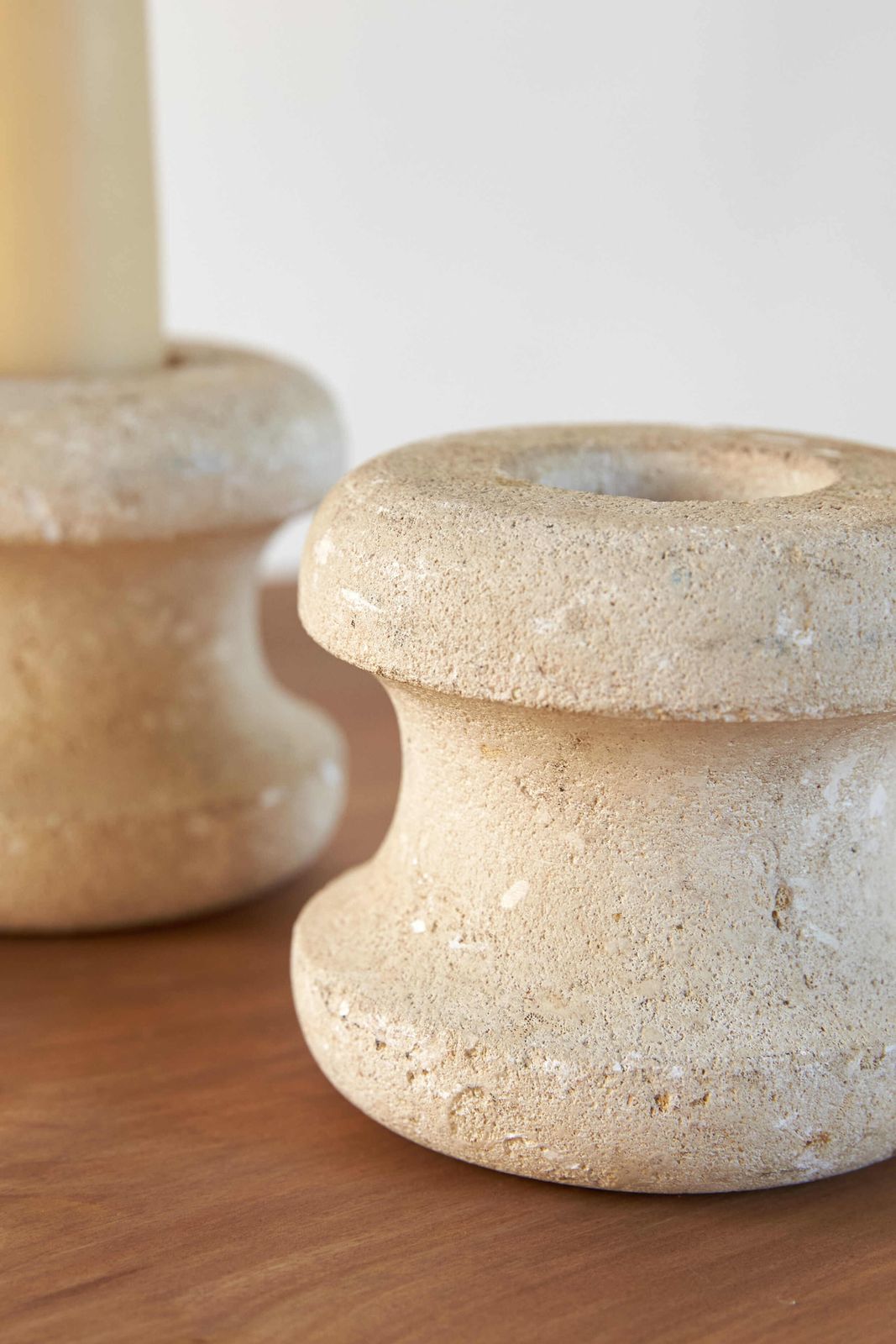 Pair Of French Luberon Stone Candle Holders, C1970 photo Home Decor
