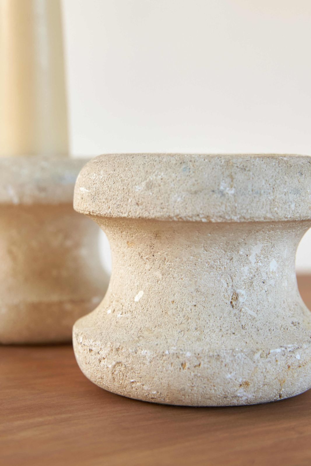 Pair Of French Luberon Stone Candle Holders, C1970 photo 222.0