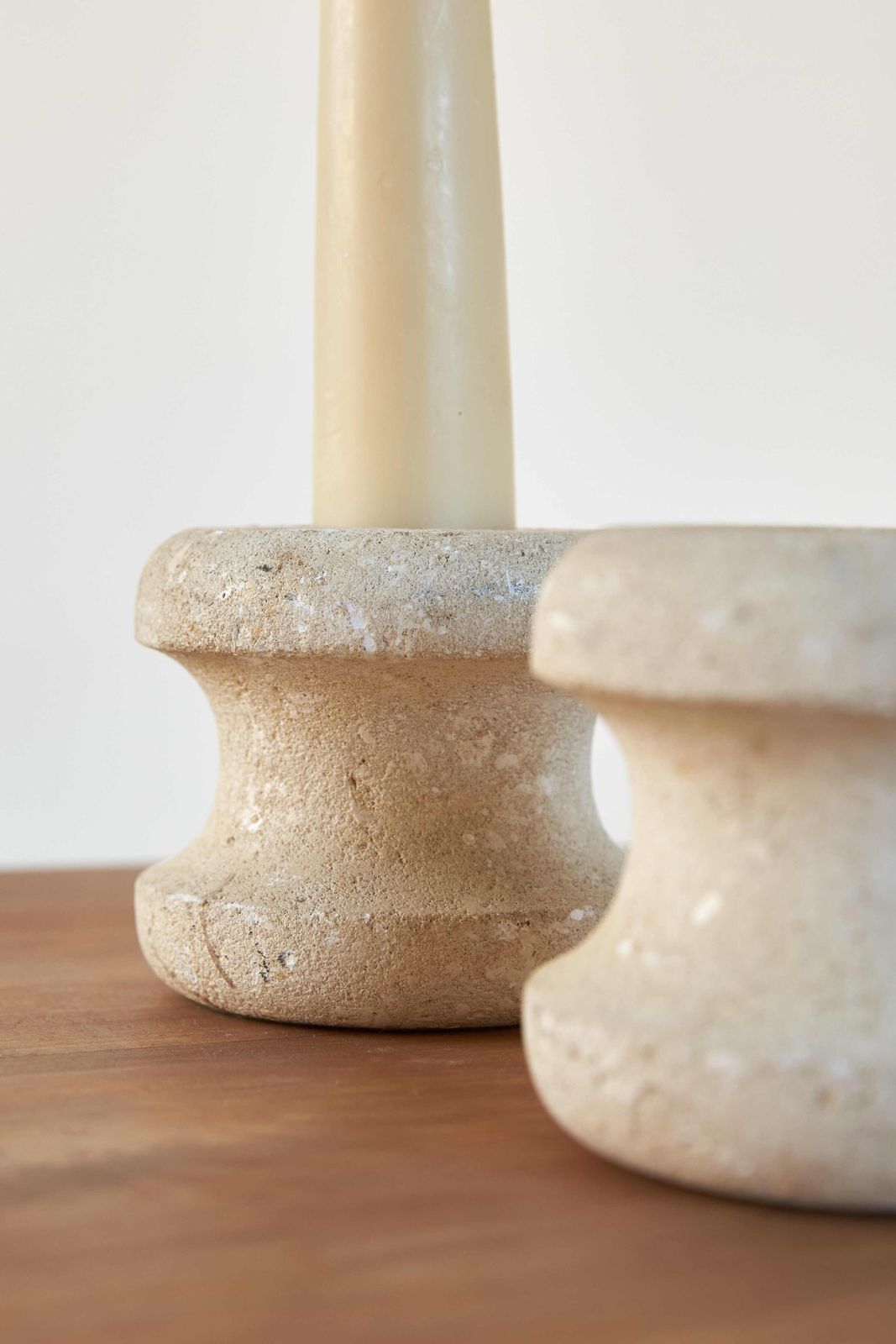 Pair Of French Luberon Stone Candle Holders, C1970 photo vinterior