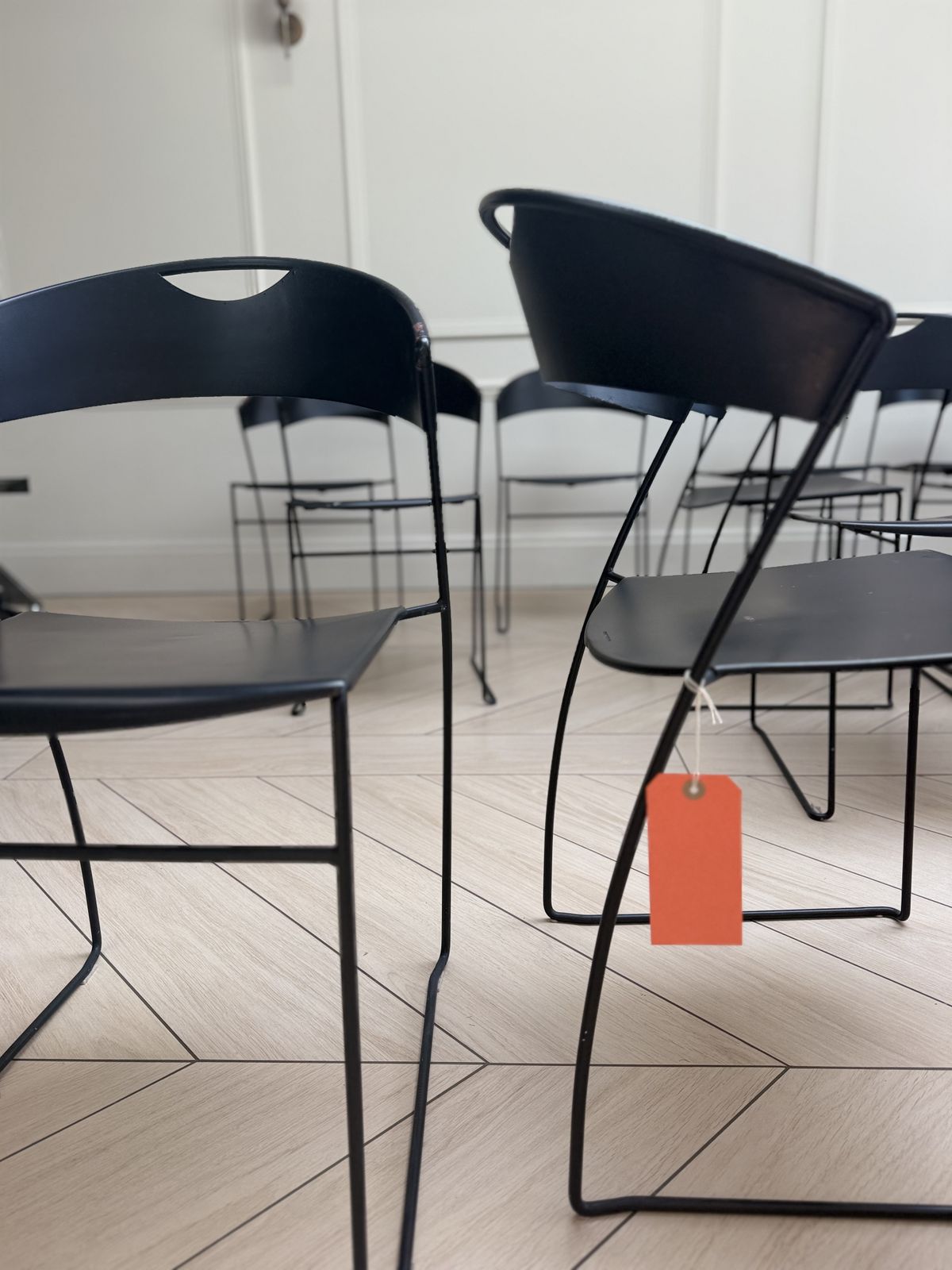1050.0 Set Of Six Vintage 1980s Steel Juliette Dining Chairs By Hannes Wettstein For Baleri Italia photo