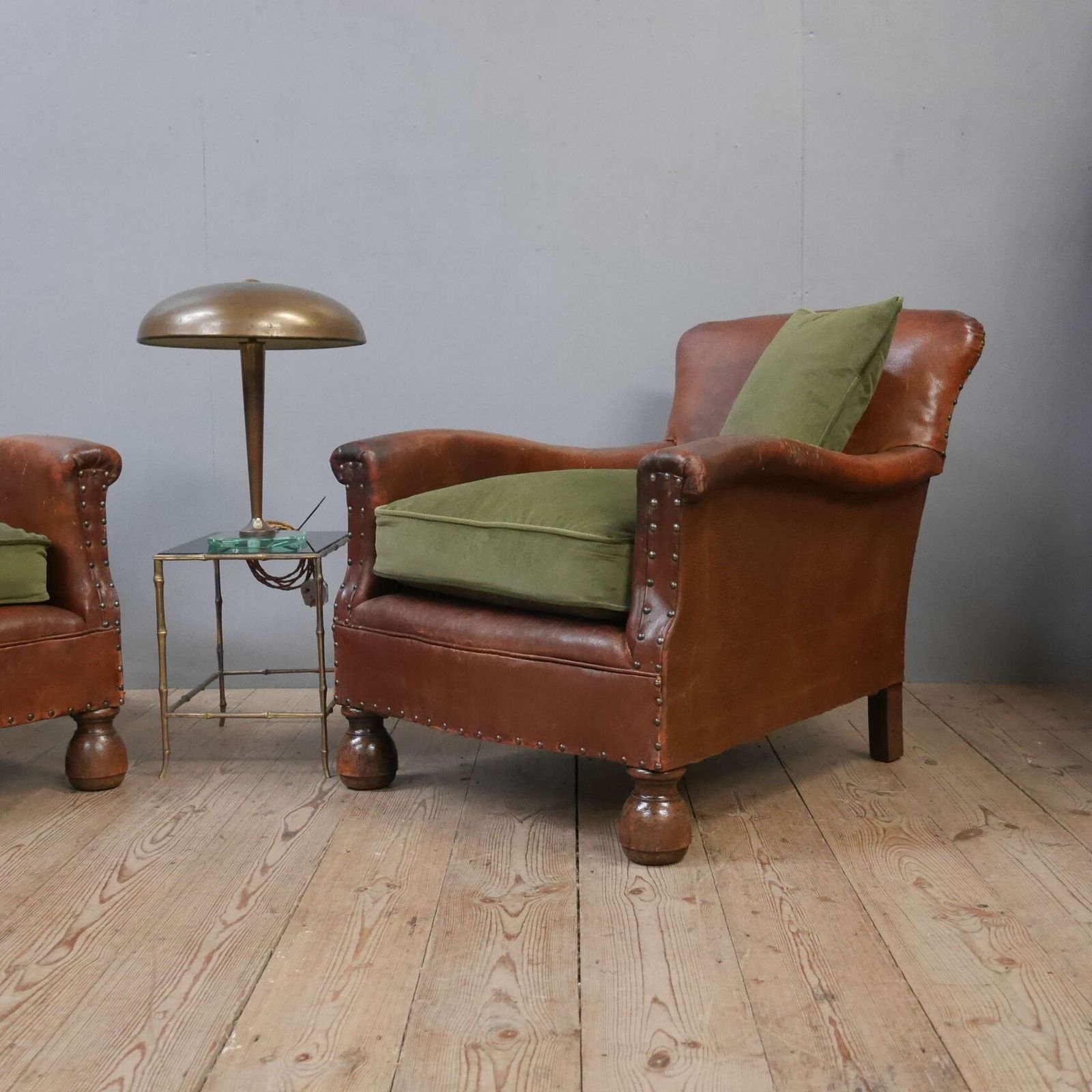 Furniture Pair Of Early 20th C English Leather Club Chairs photo