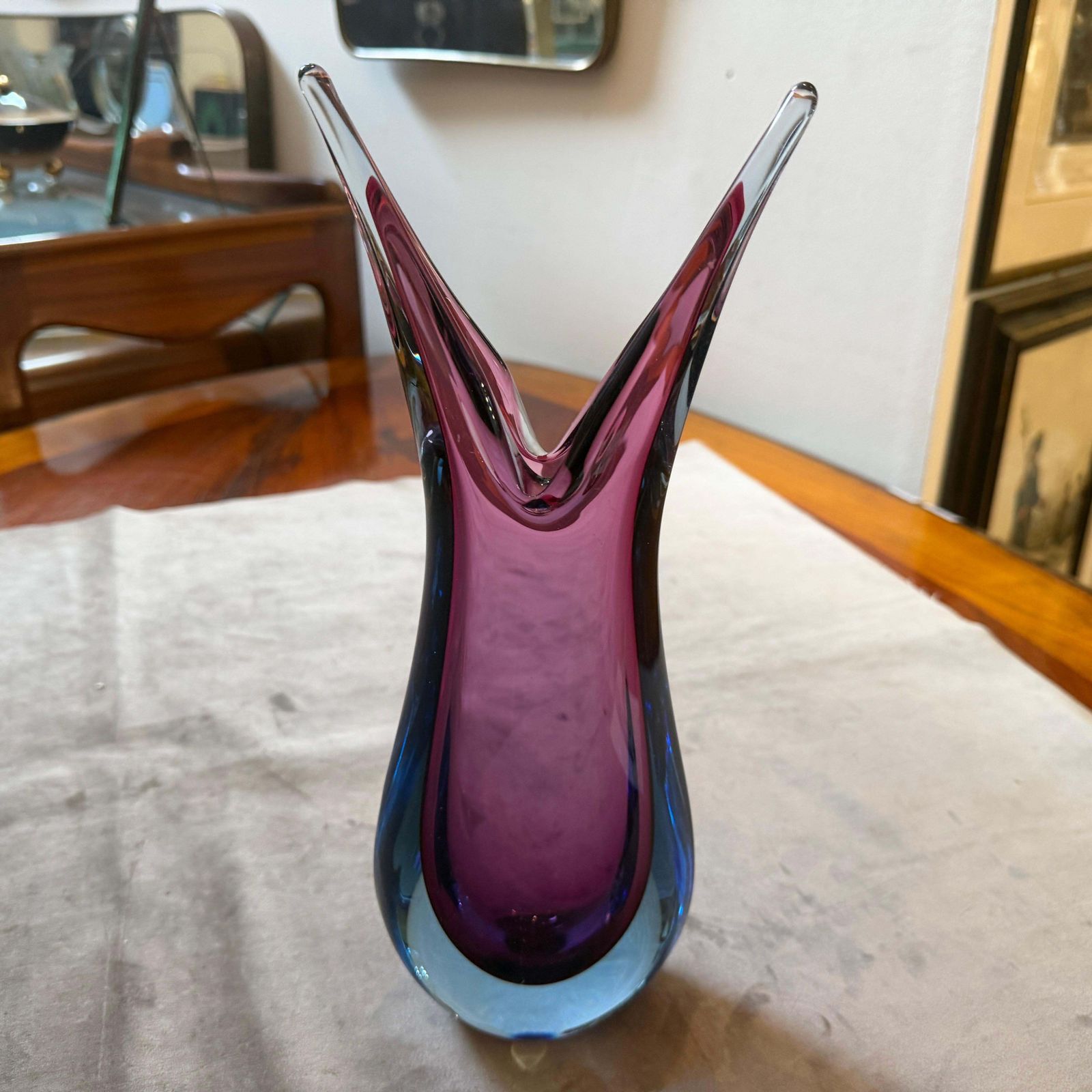 A 1970s Modern Purple And Blue Sommerso Murano Glass Vase By Flavio Poli photo furniture