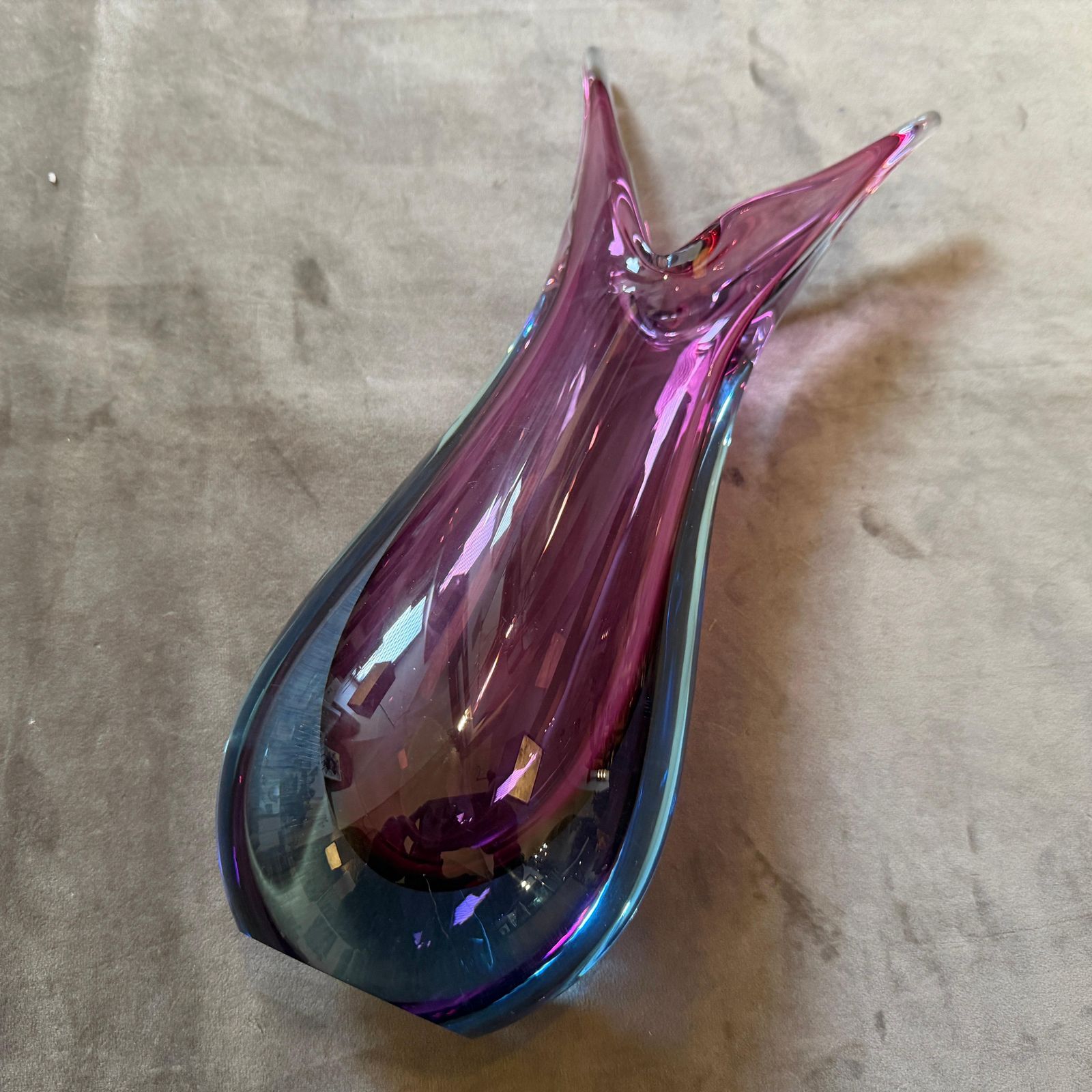 A 1970s Modern Purple And Blue Sommerso Murano Glass Vase By Flavio Poli photo for sale
