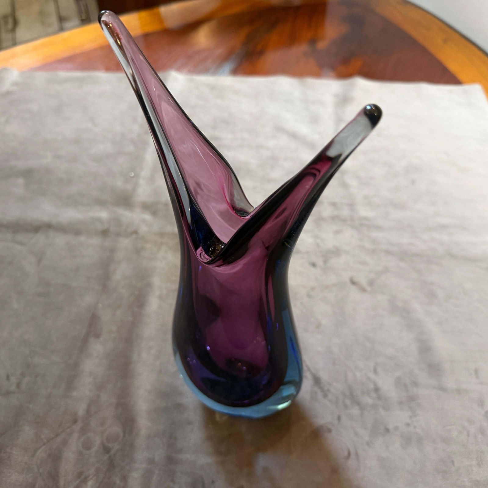 789.0 A 1970s Modern Purple And Blue Sommerso Murano Glass Vase By Flavio Poli photo