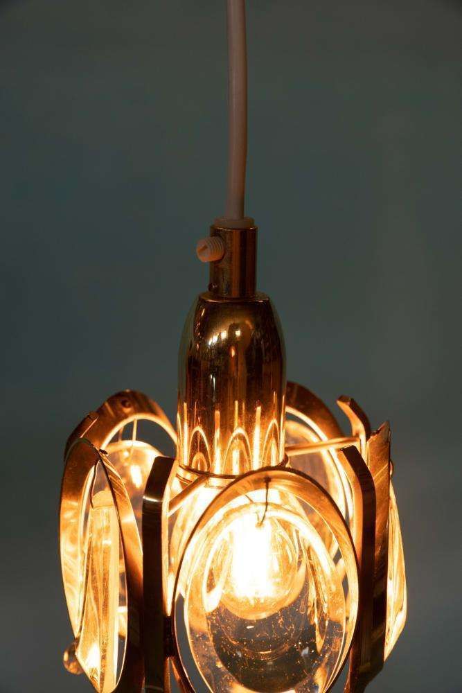 photo buy Vintage Brass & Crystal Palwa Pendant Lamp, Midcentury Pendant