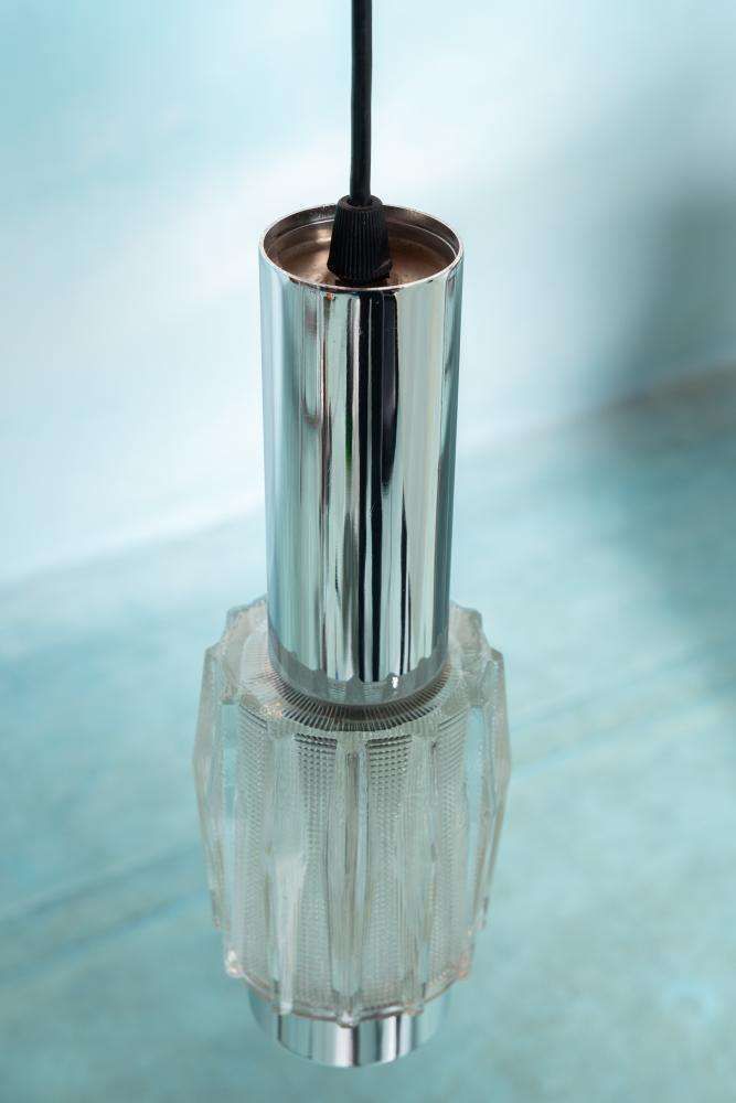 Vintage Chromen Hanglamp Met Glas, Cascade Space Age Hanglamp photo Verlichting