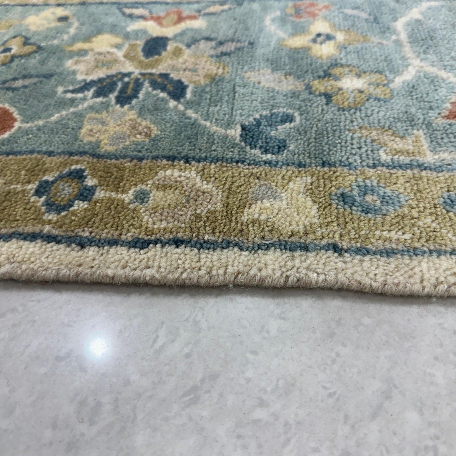 8x10 Ft Contemporary Handmade Wool Area Rug, Ivory And Blue Floral Design Carpet photo vintage