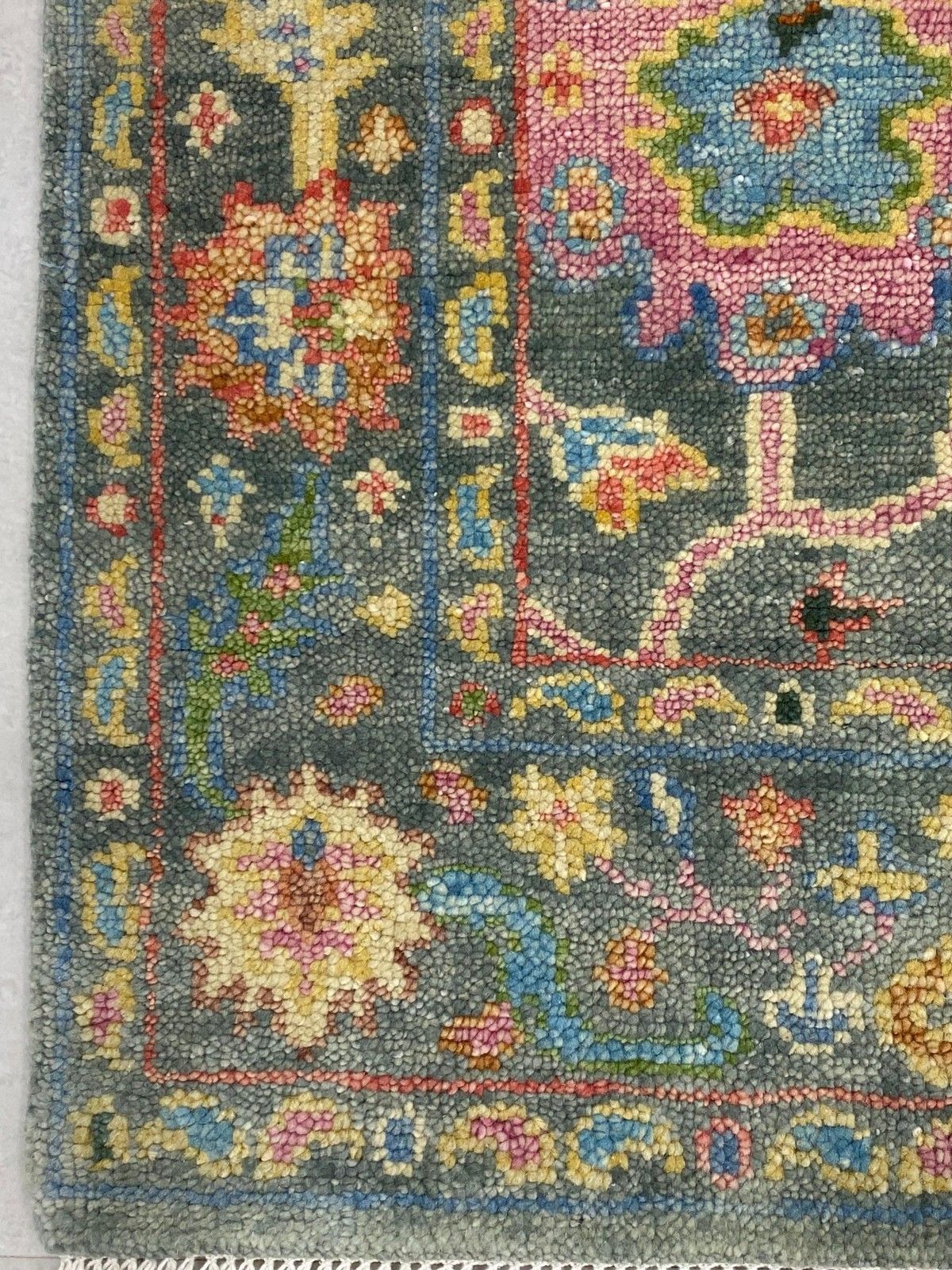 6x9 Ft Handknotted Oushak Rug For Living Room, Green Floral Design Modern Carpet photo 1426.0