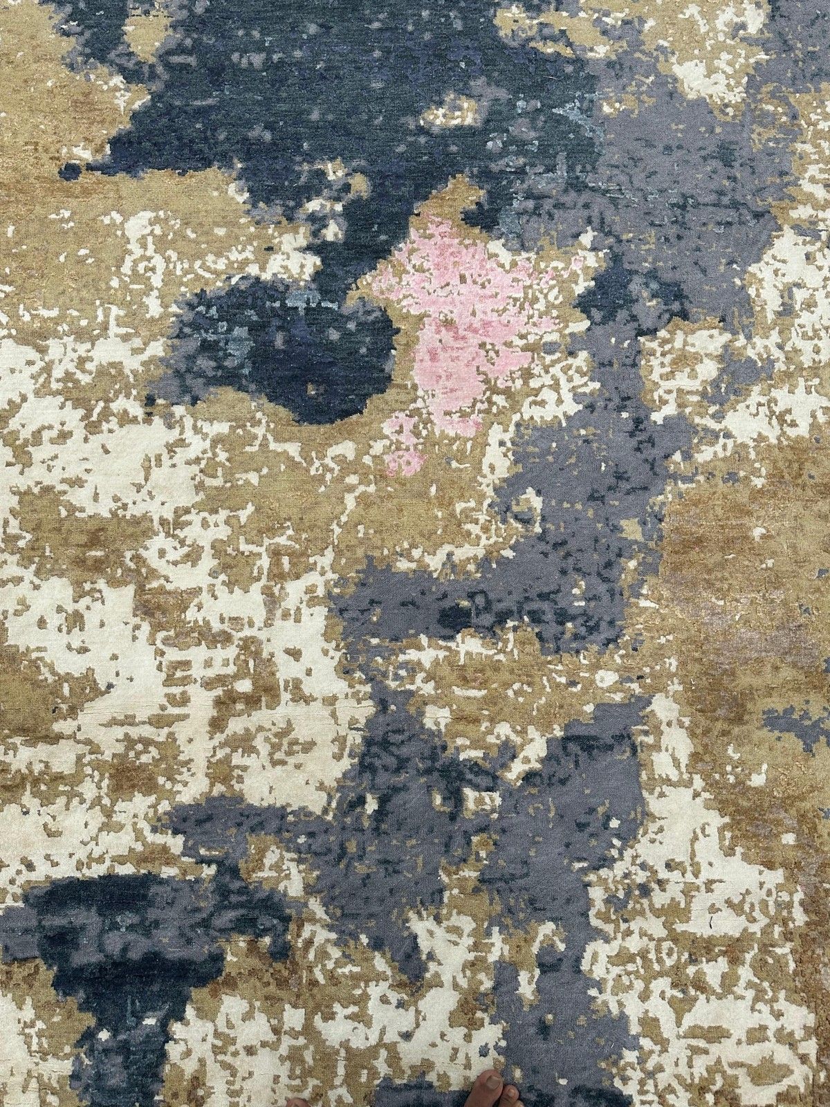 9x12 Ft Hand Knotted Wool Area Rug, Abstract Blue And Beige Modern Carpet photo buy