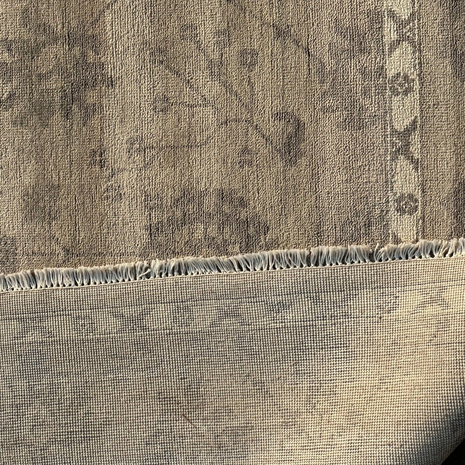 Tapis en laine noué à la main 275 x 365 cm, motif floral beige pour salon photo vintage