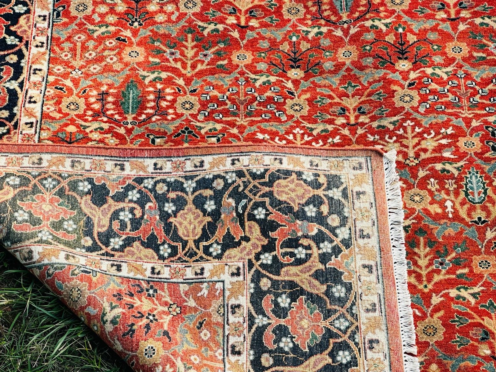 8x10 Ft Handknotted Area Rug With Floral Design, Red Wool Carpet For Living Room photo vintage