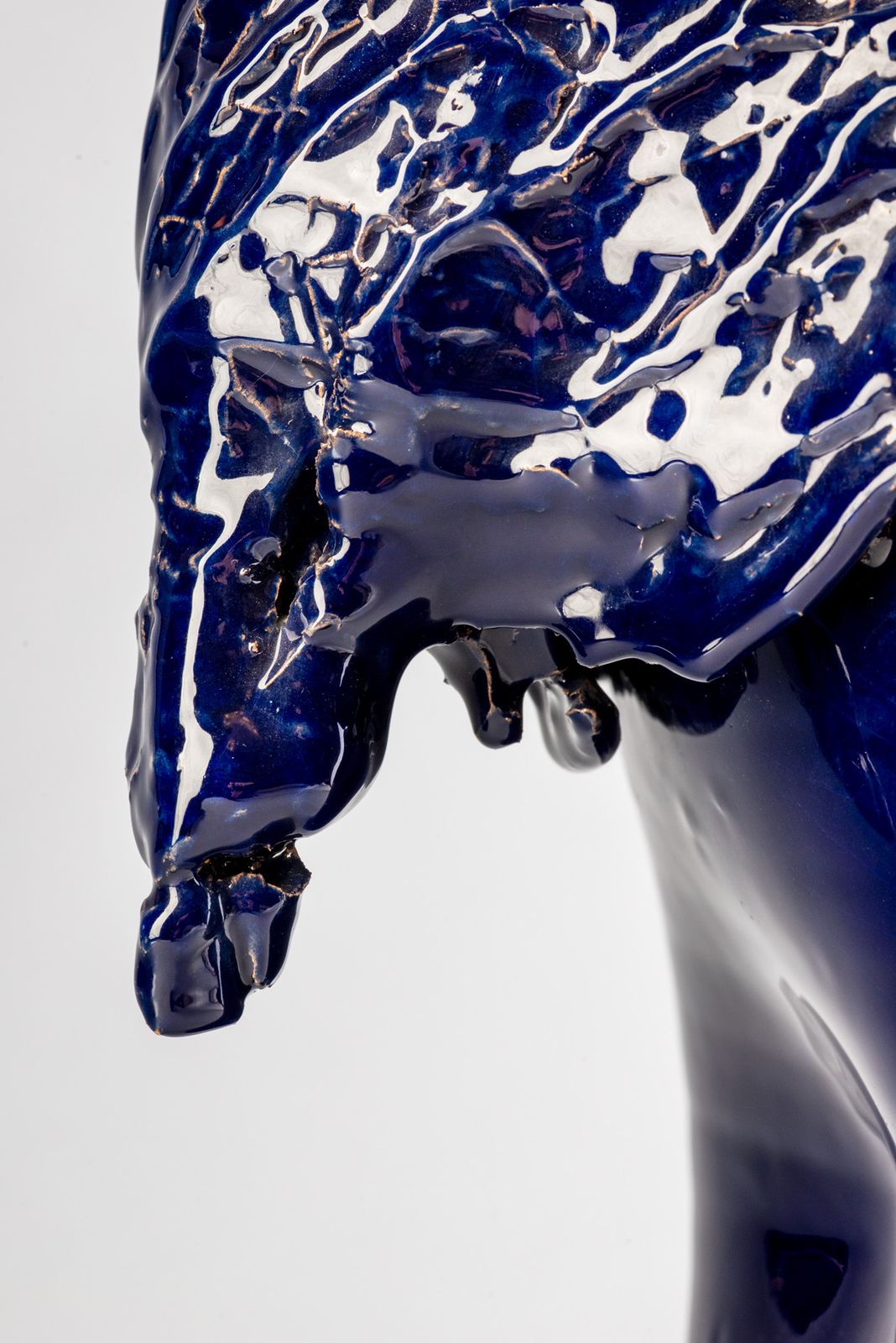 Giacinto Cerone, Sculptural Vase In Blue Glazed Ceramic, Italy, After 1993 photo Home Decor