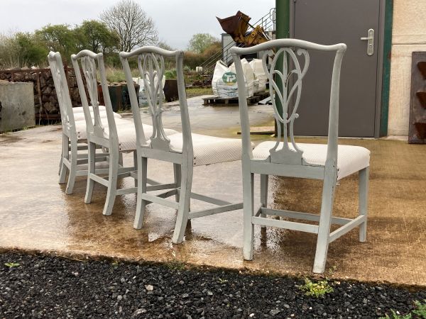 A Charming Harlequin Set Of 6 Early Antique Painted Dining Chairs photo buy
