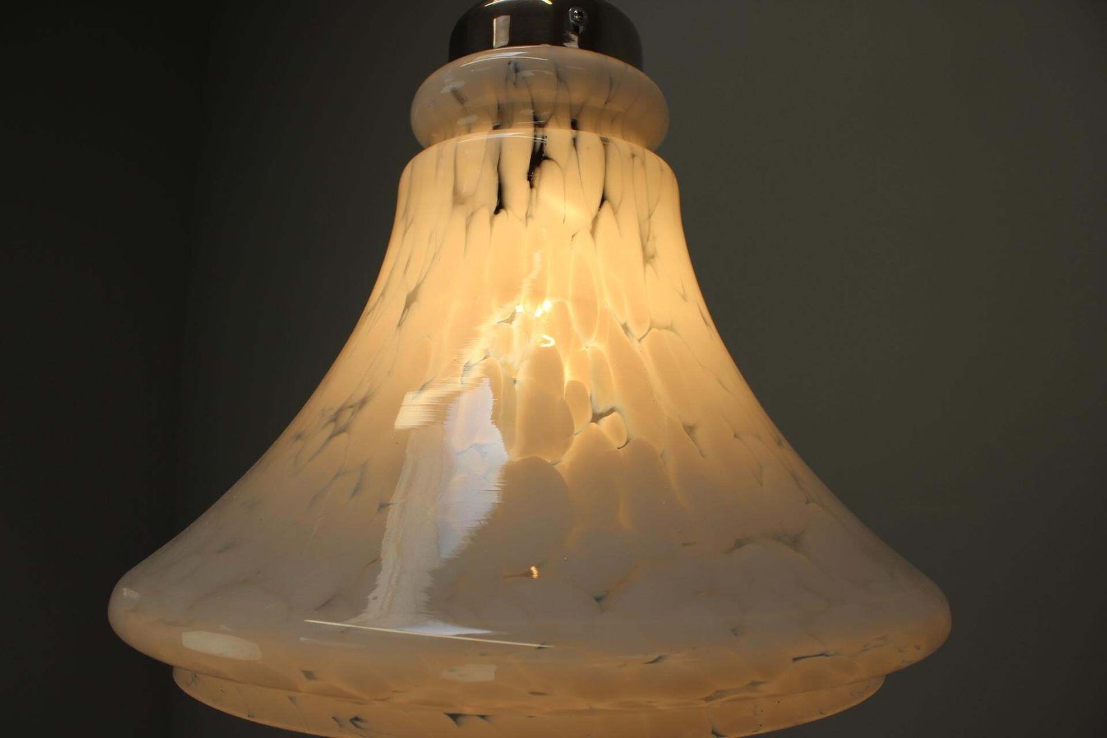 368.0 1970s Czechoslovak Mid Century Glass Pendant Lamp With Marbled Shade photo