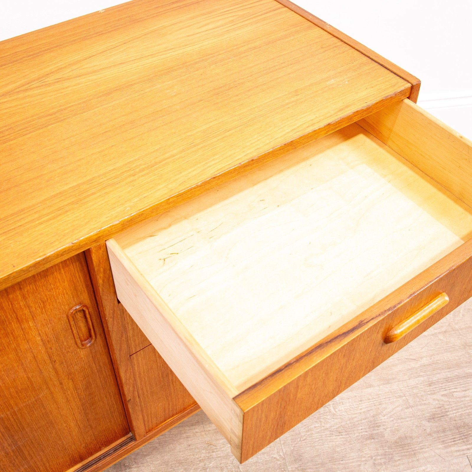 photo for sale Small Mid Century Teak Sideboard With Sliding Doors