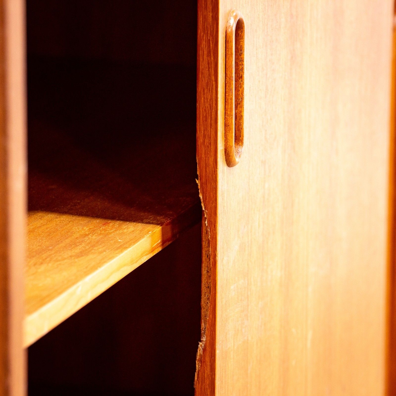 Furniture Small Mid Century Teak Sideboard With Sliding Doors photo