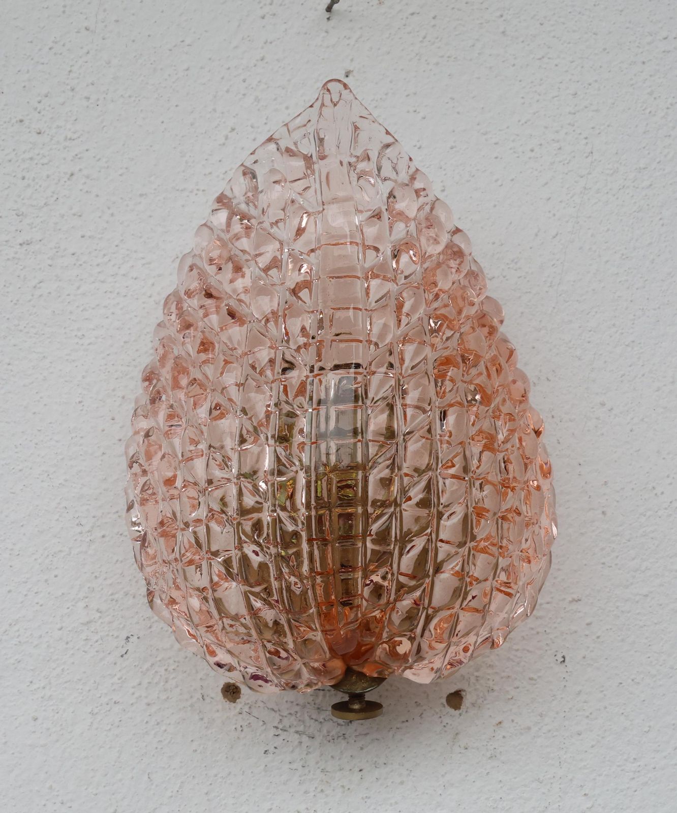 Rare Wall Light Pink Jewel Murano Glass Leave By Barovier E Toso, 1950s photo furniture