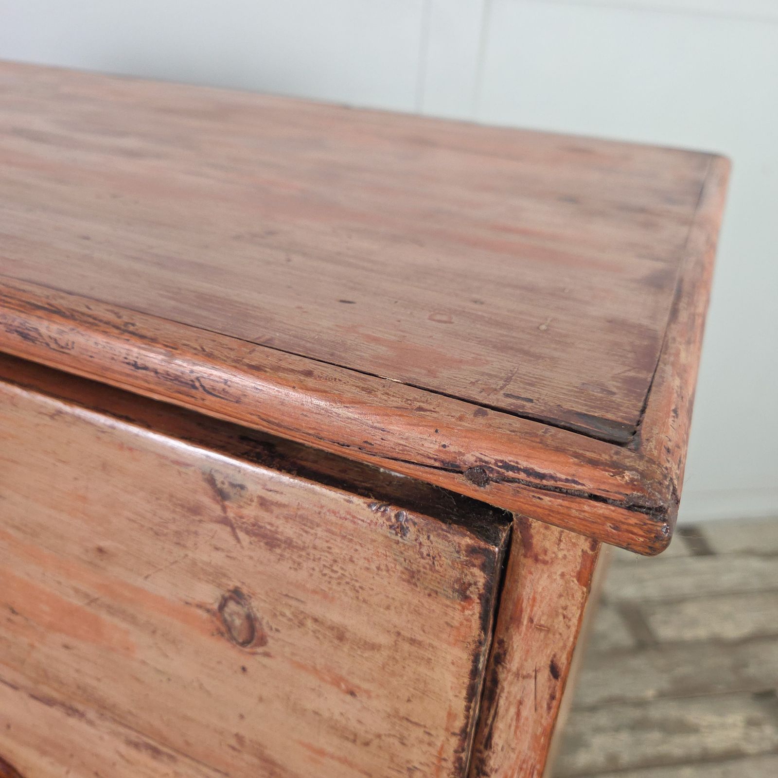 Antique Pine Chest Of Drawer With Five Drawers Farmhouse Style photo vintage