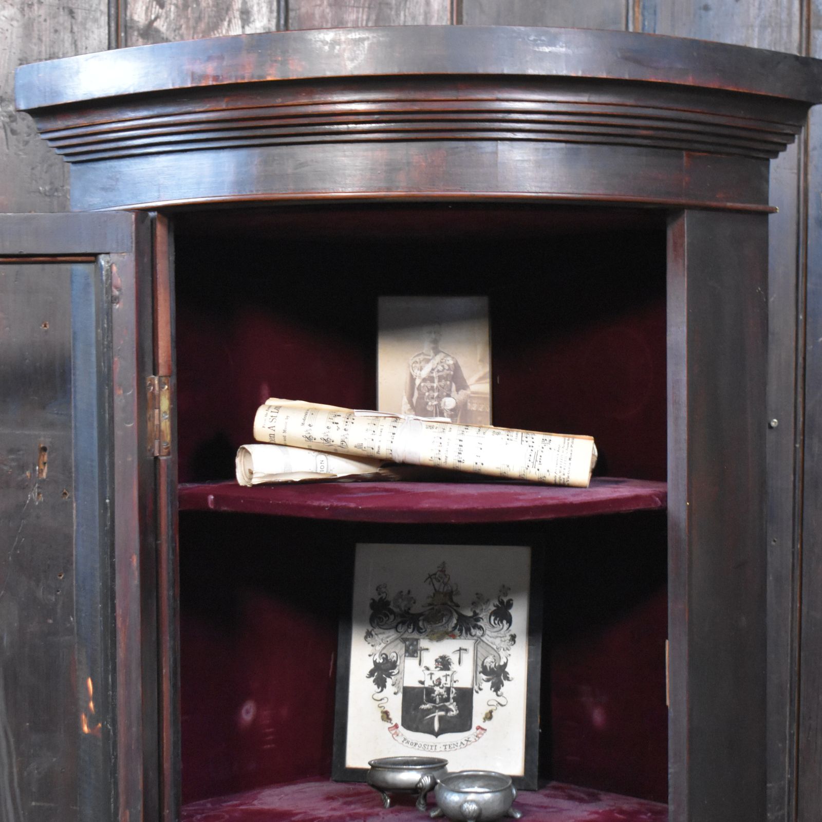 Antique Victorian Mahogany Curved Glass Corner Display Bathroom Kitchen Cabinet photo 375.0