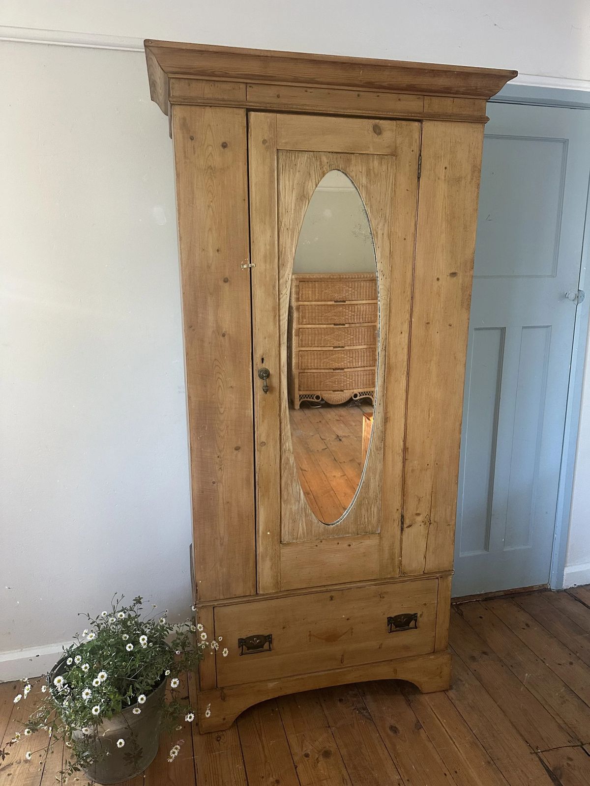 Antique Old Pine Wardrobe., Mid 20th Century