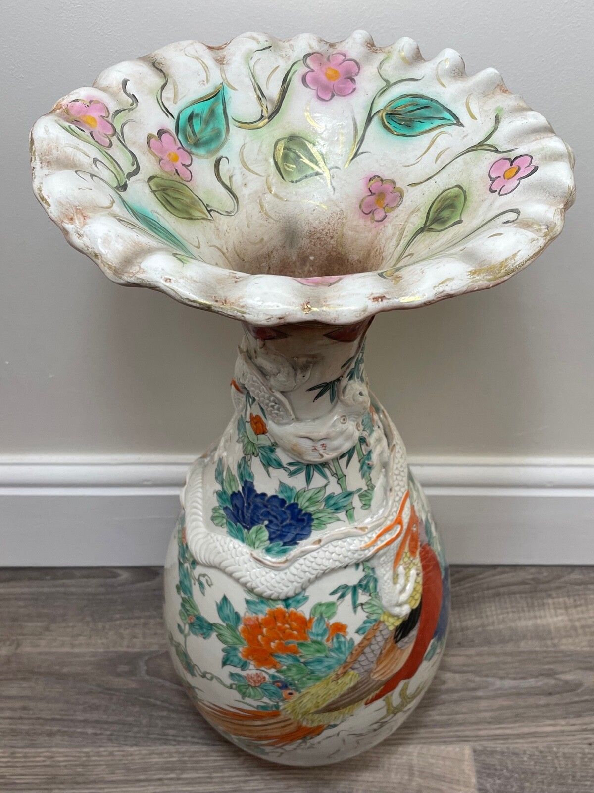 Beautiful Large Antique Japanese Imari 19th Century Porcelain Dragon Floor Vase photo furniture