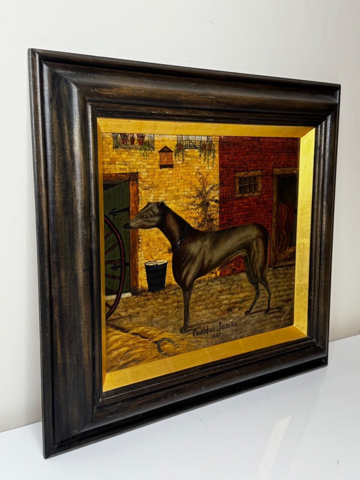 19th Century Oil Painting Prized Sporting Greyhound Racing Champion After Edwin Landseer photo for sale