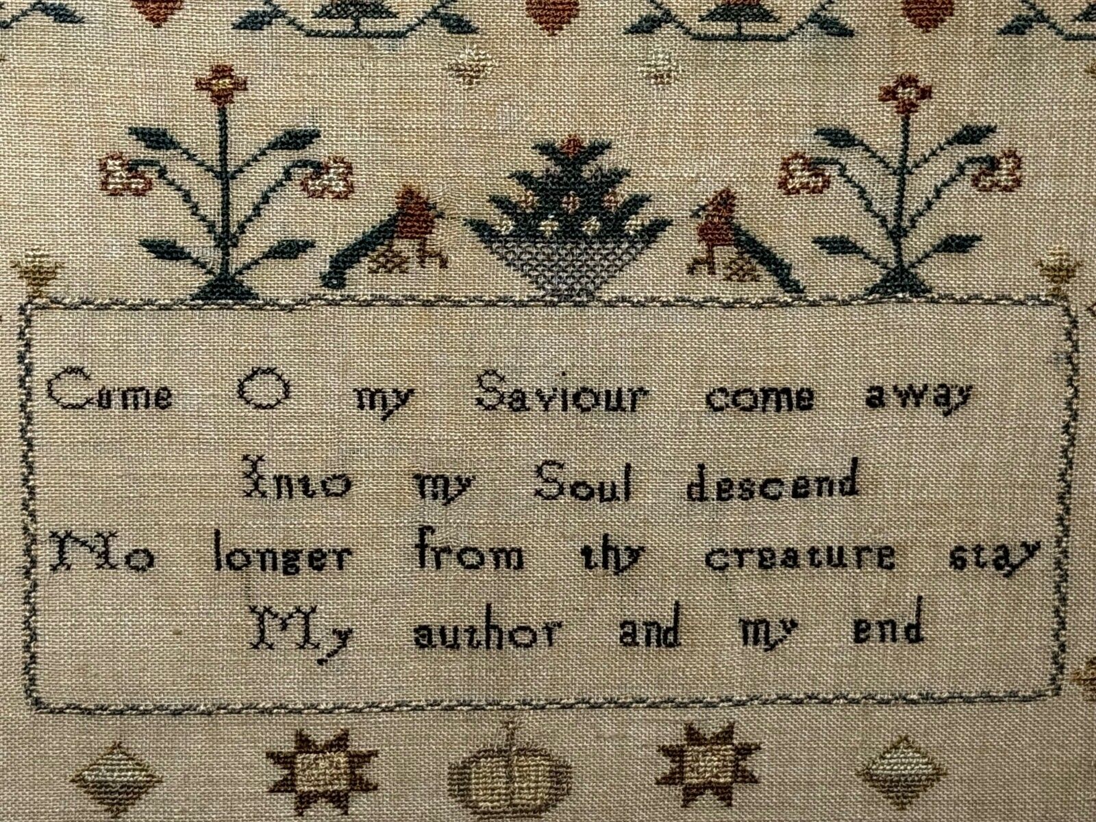 photo vinterior Stag Looking At Bee Tapestry Sampler By Rachel 1831 Oswestry National School