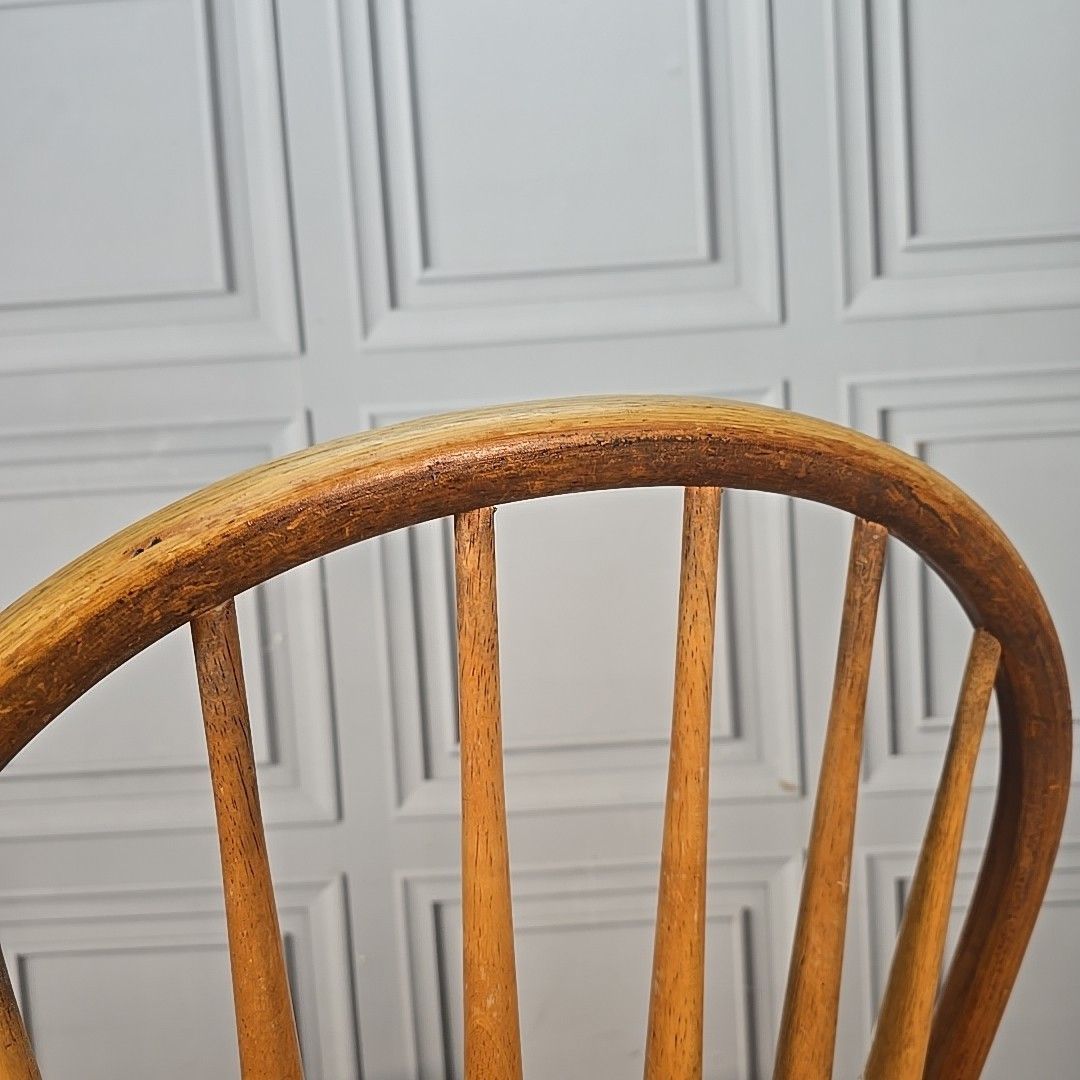 70.0 Retro Vintage Dining Chair Solid Wooden Hoop Back Windsor Seat Beech Blonde photo