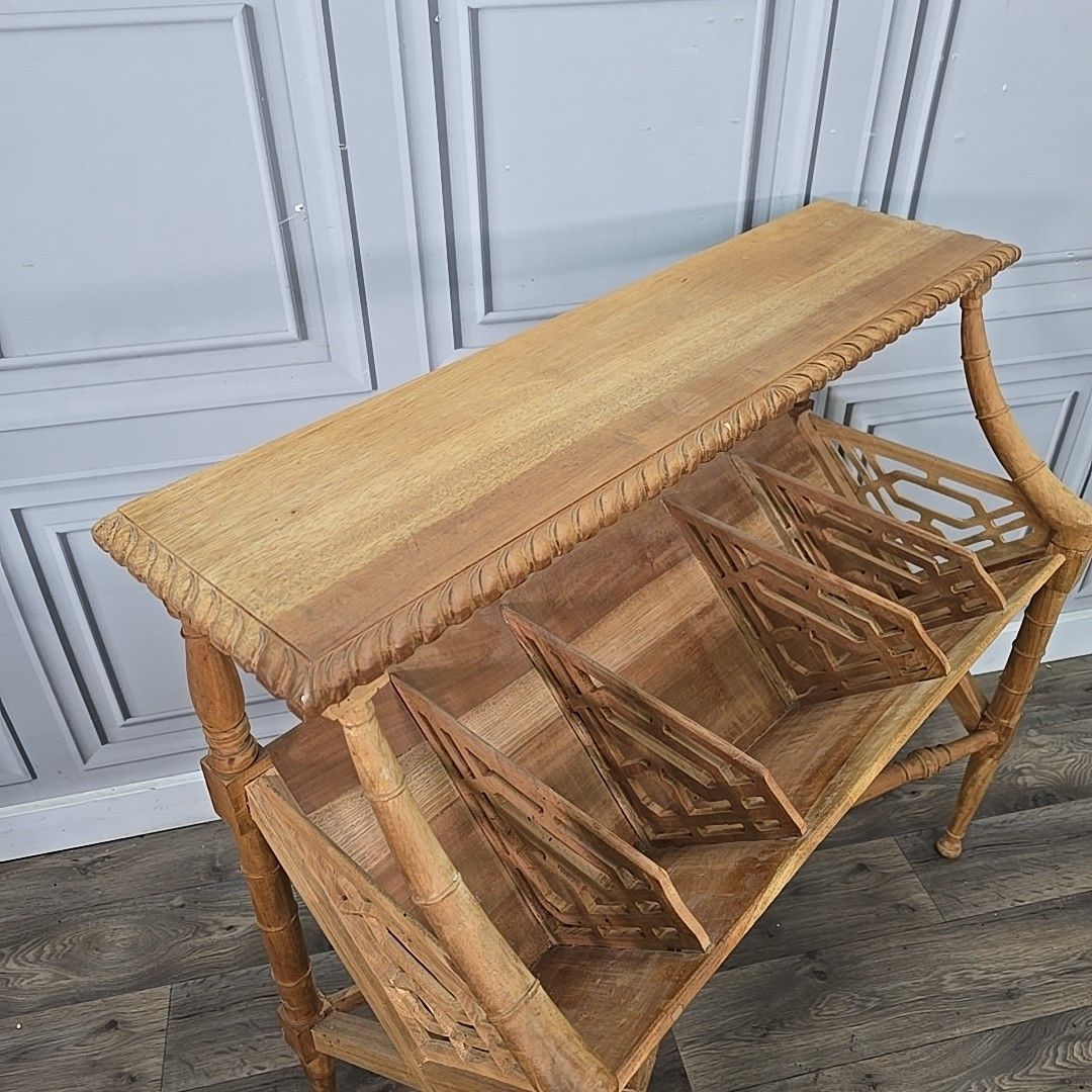 Antique Book Trough Bookcase Chippendale Style Faux Bamboo Solid Mahogany Shelf photo for sale
