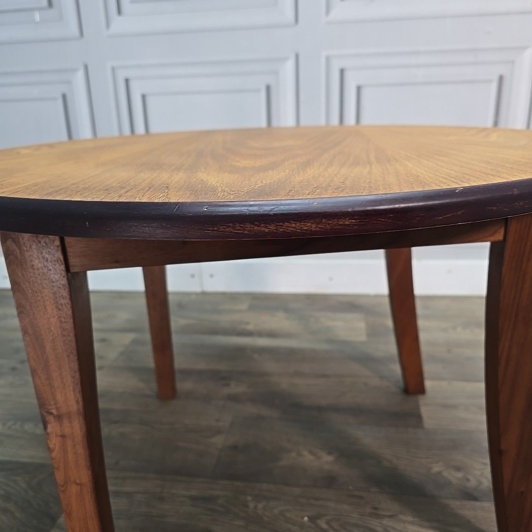 Unusual Upcycled Round Coffee Table – Oak Top "Nik Munro" John Lewis Chair Base photo vinterior