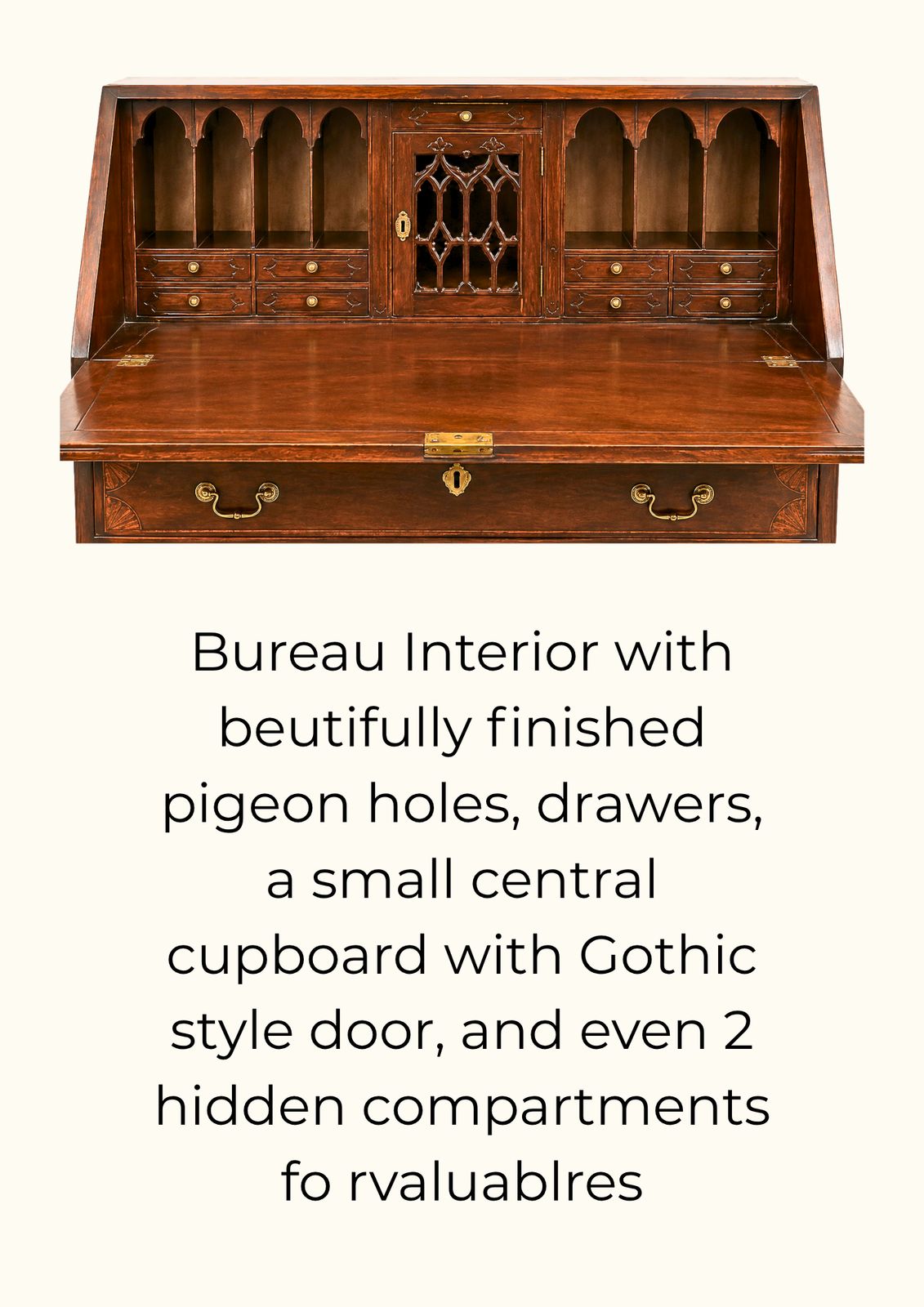 Georgian Revival Bureau/Glazed Bookcase. Stunning Inlay C1900 photo for sale